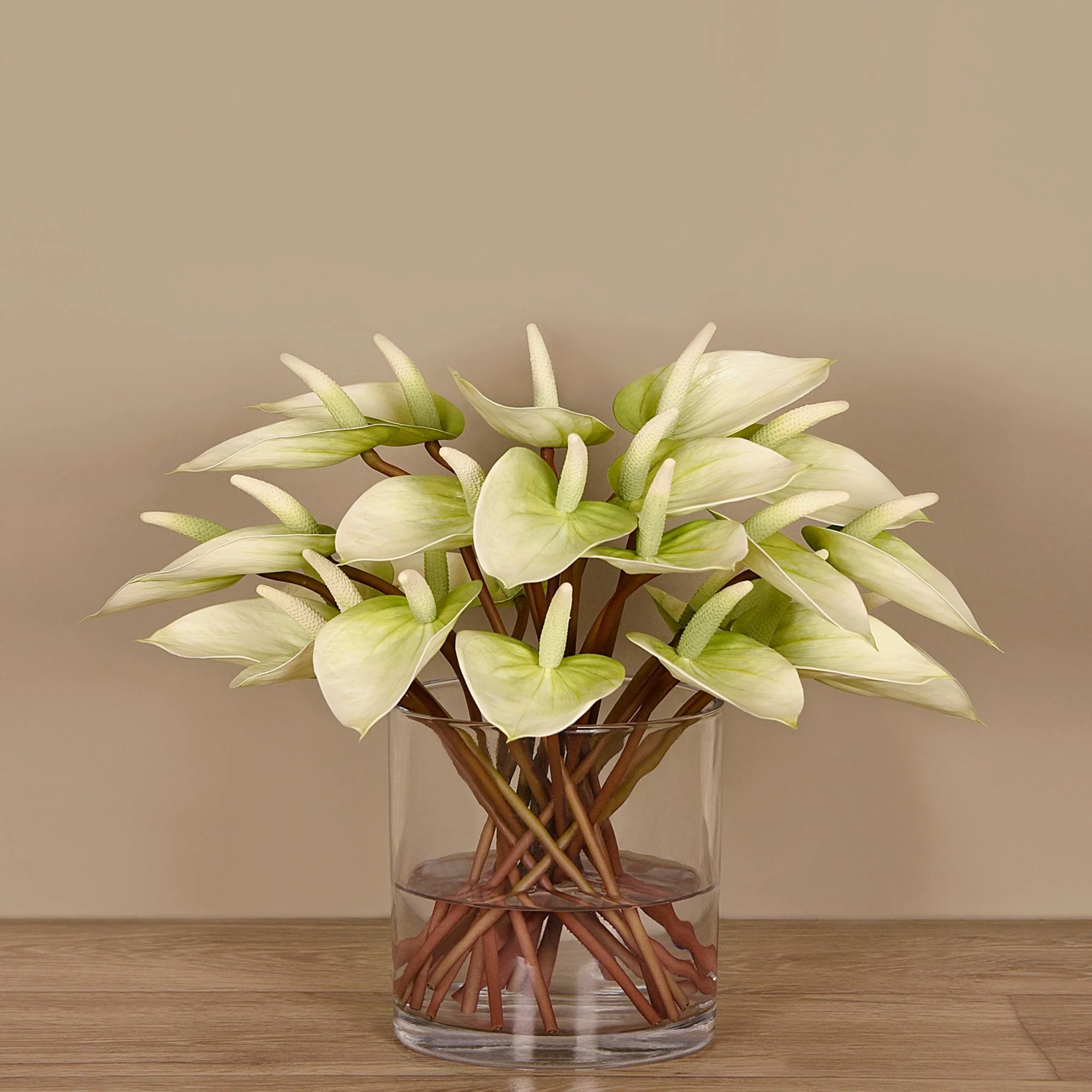 Anthurium Arrangement in Glass Vase - Image 2