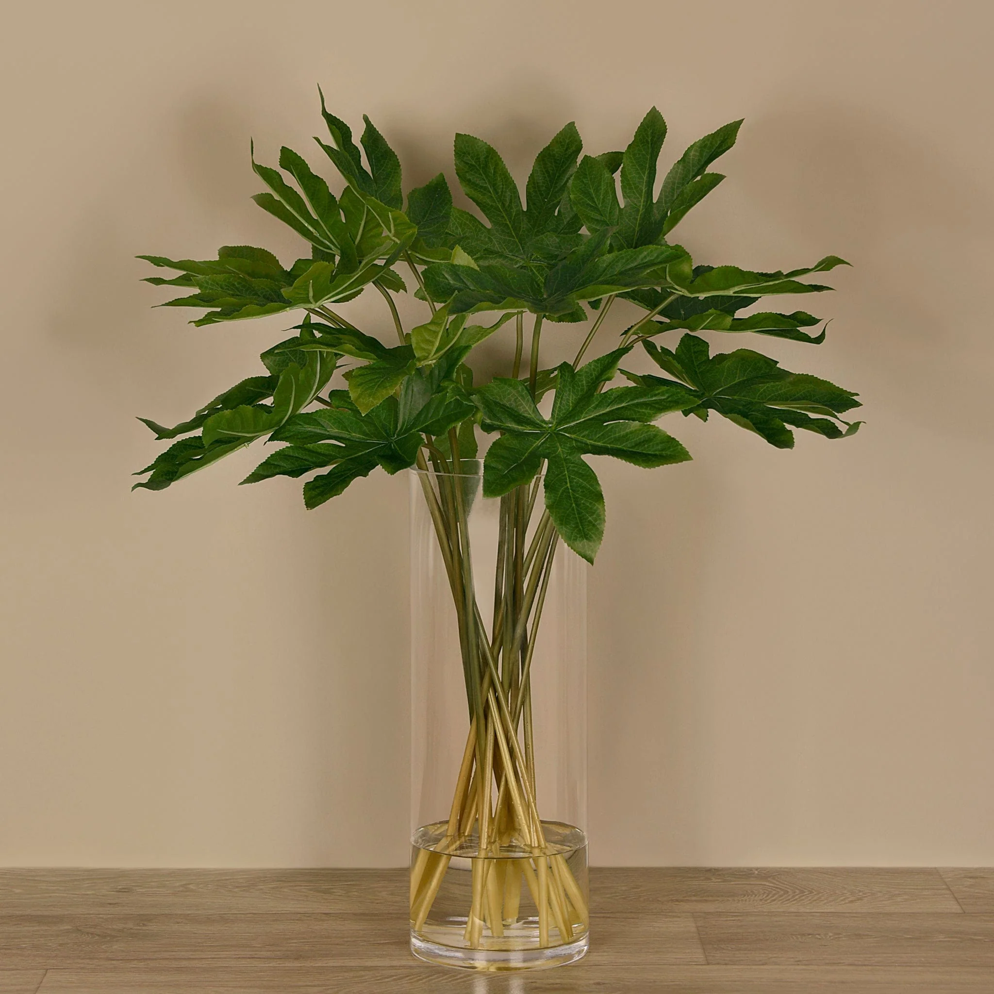 Aralia Leaf Arrangement in Glass Vase