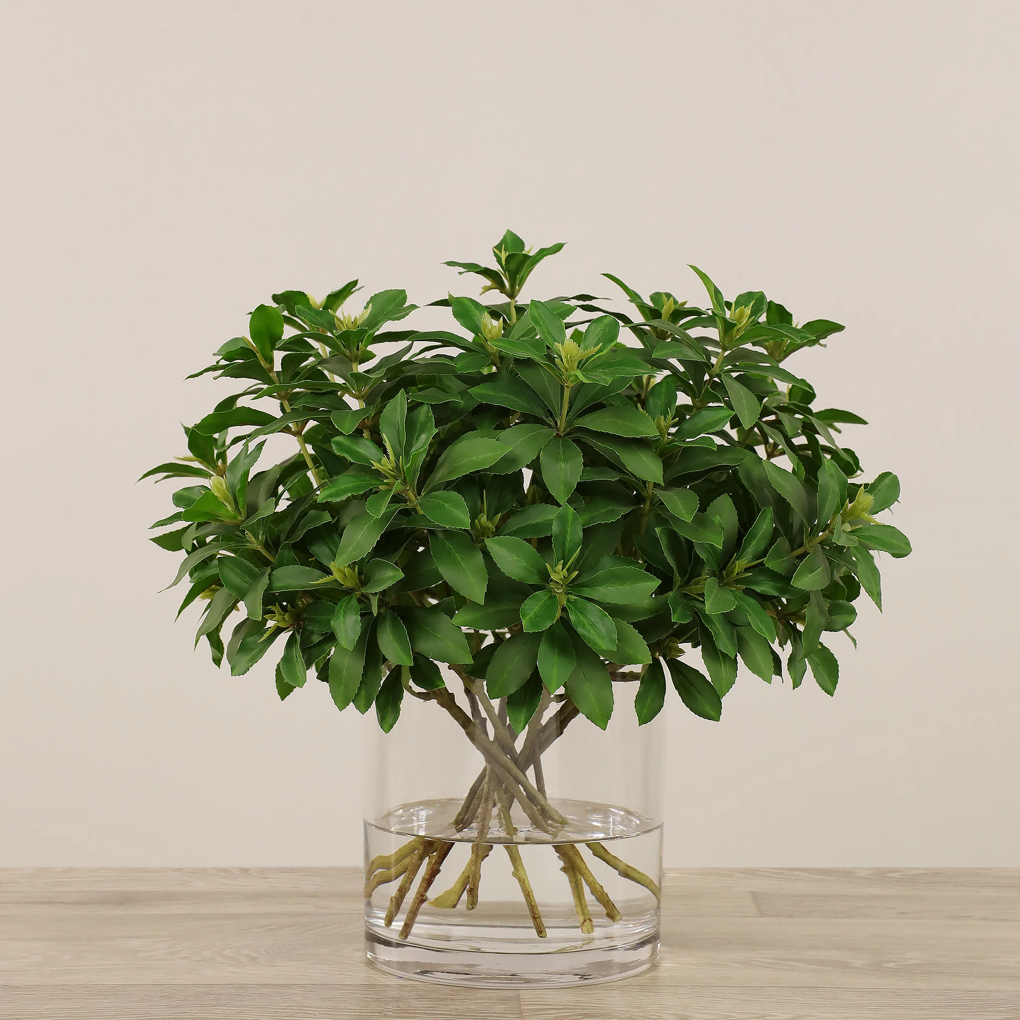 Laurel Leaf Arrangement in Glass Vase - Image 2