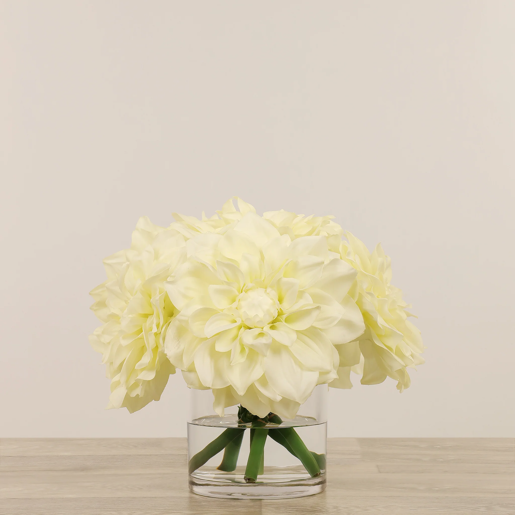 Artificial Dahlia Arrangement in Glass Vase - Image 2