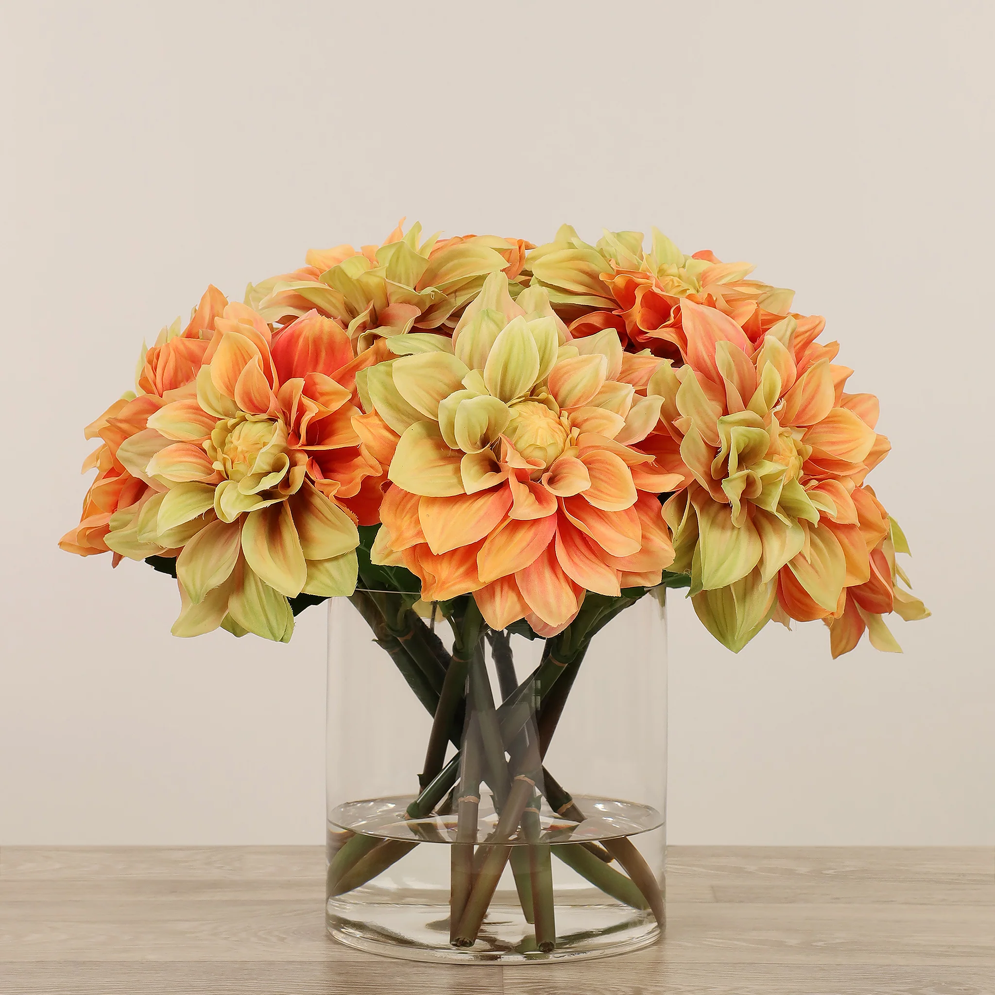 Artificial Dahlia Arrangement in Glass Vase - Image 8