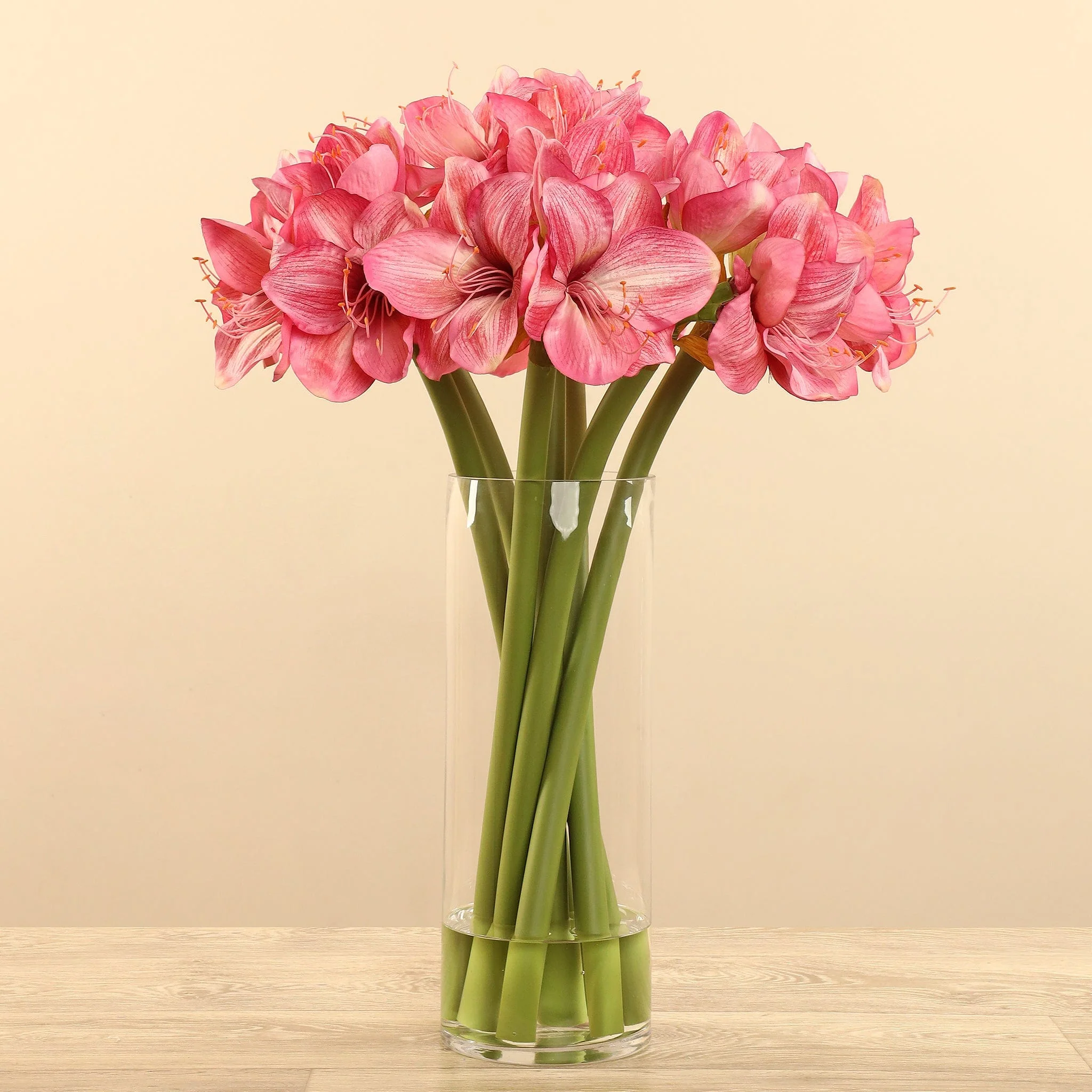Artificial Amaryllis Arrangement in Glass Vase - Image 2