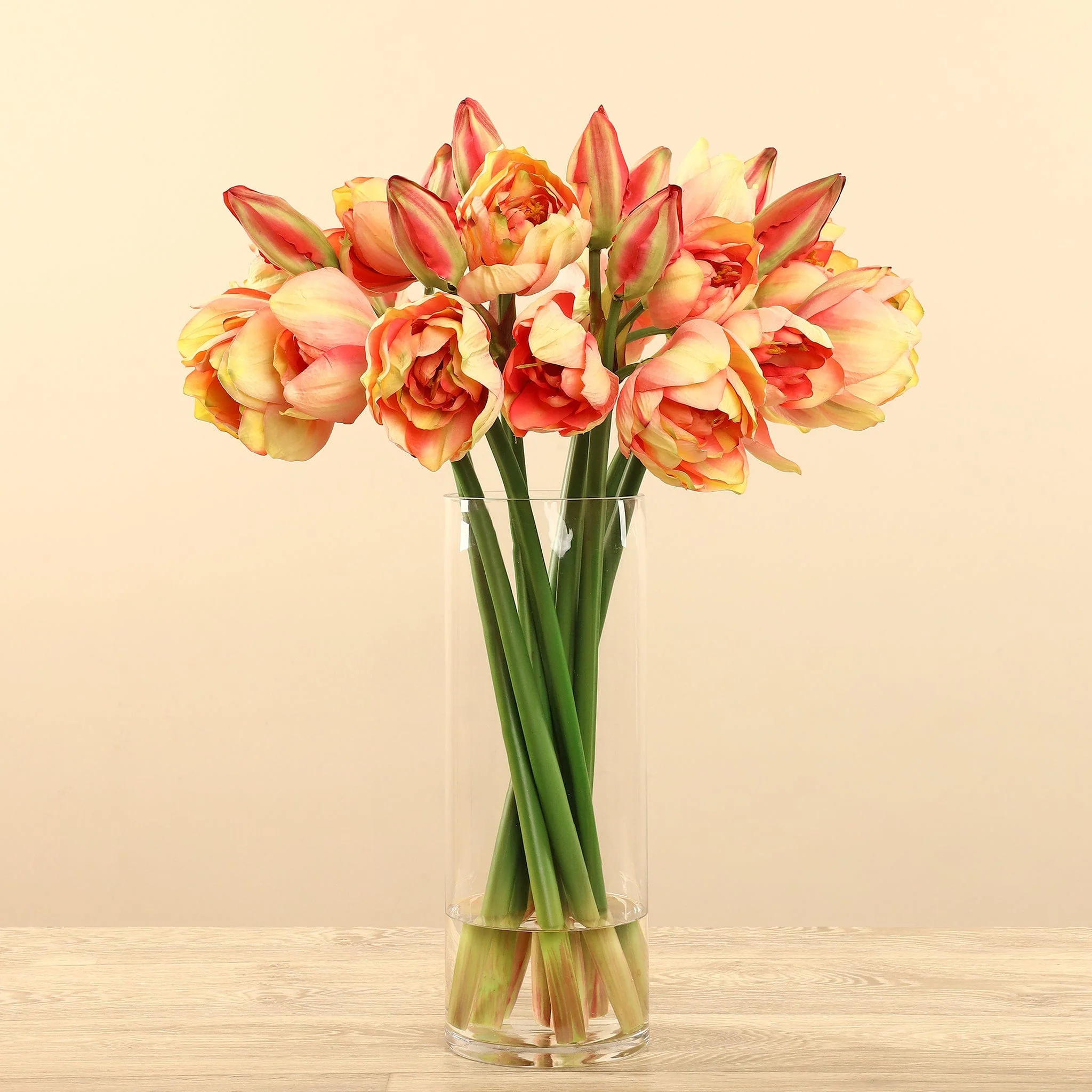 Artificial Amaryllis Arrangement in Glass Vase - Image 3
