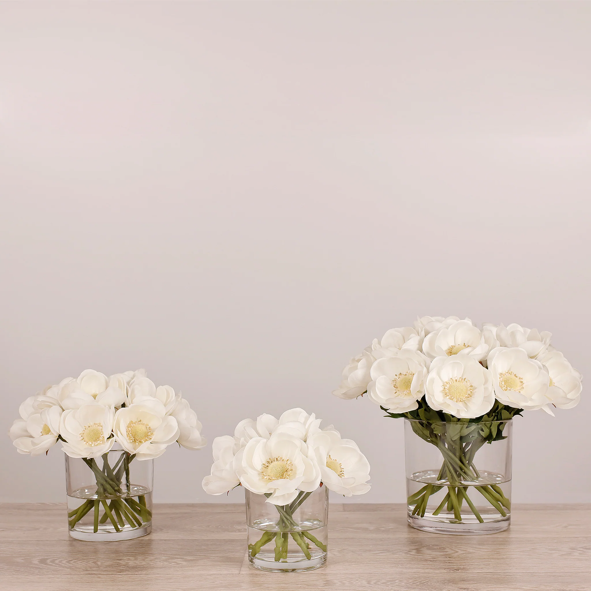 Artificial Anemone Arrangement in Glass Vase