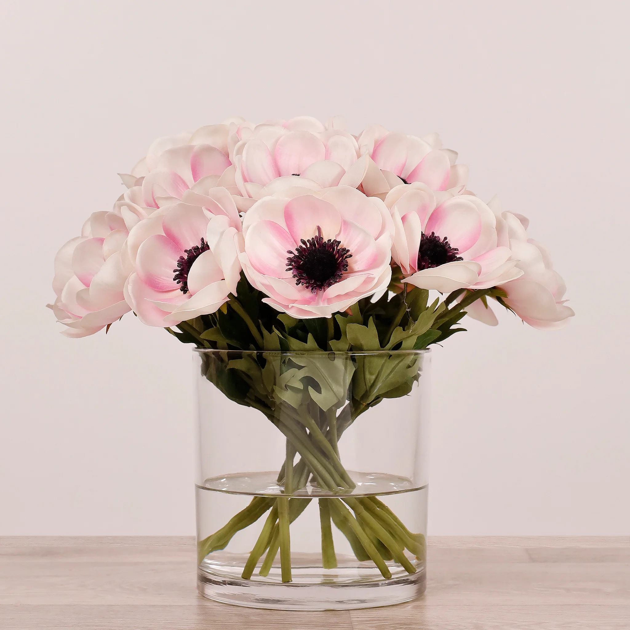 Artificial Anemone Arrangement in Glass Vase - Image 11
