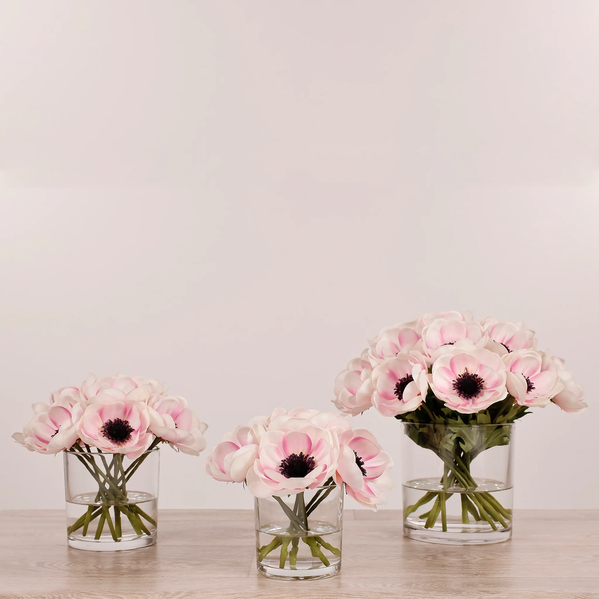 Artificial Anemone Arrangement in Glass Vase - Image 12