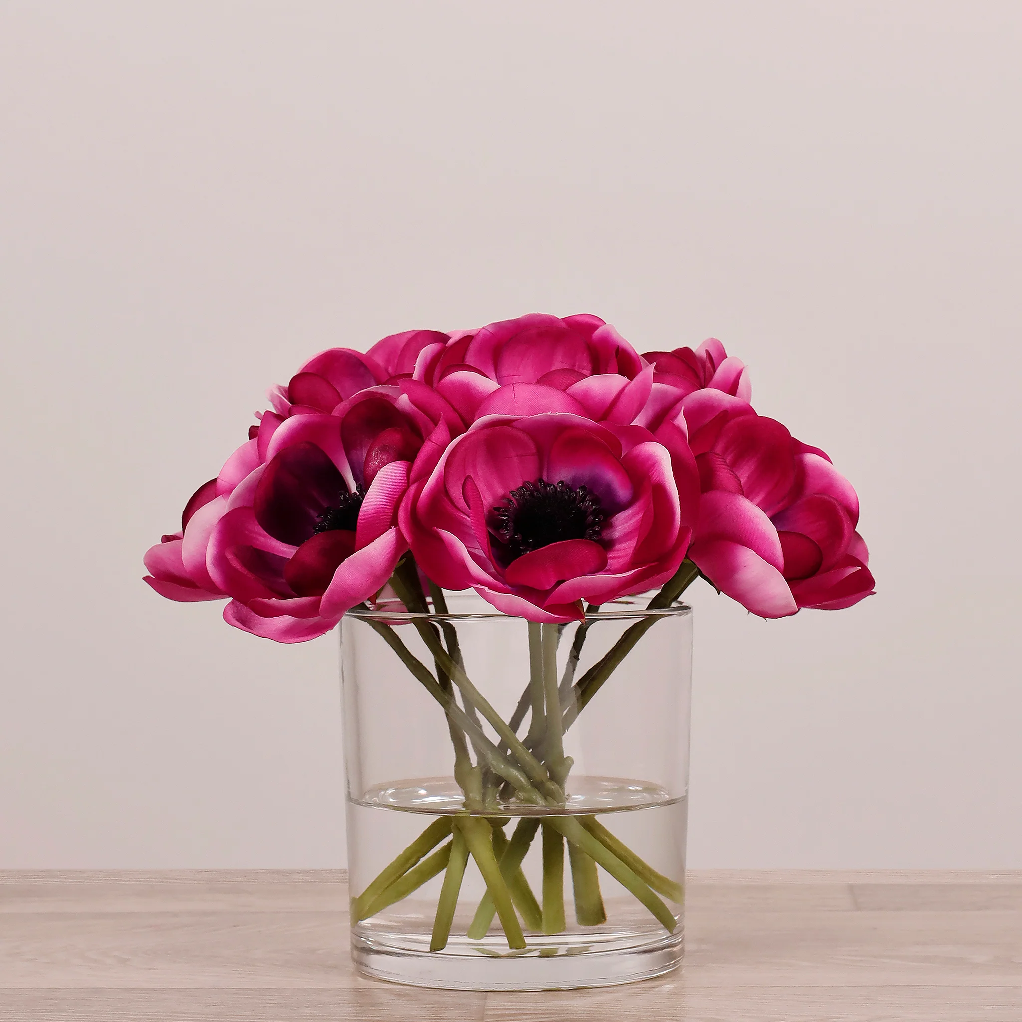 Artificial Anemone Arrangement in Glass Vase - Image 14