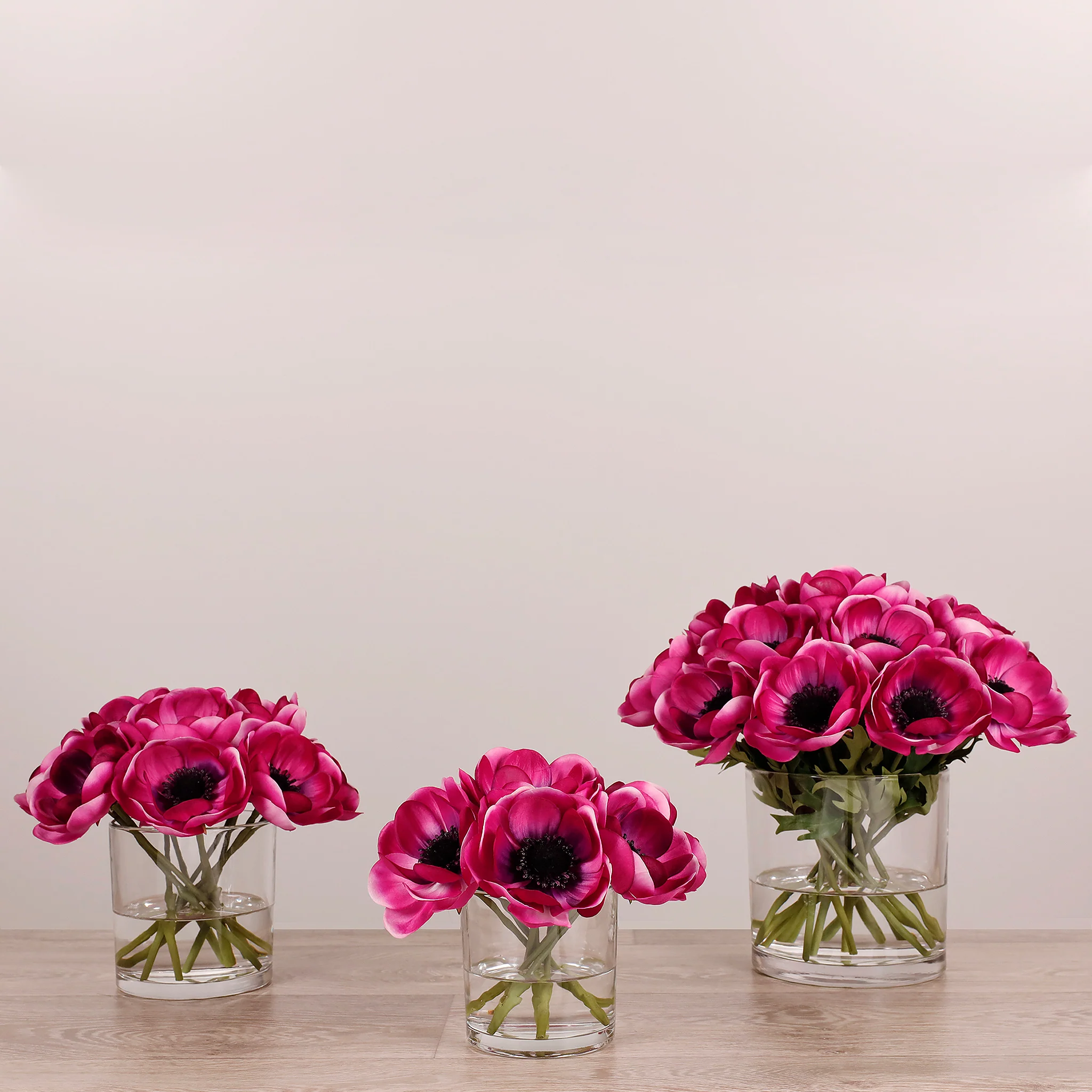 Artificial Anemone Arrangement in Glass Vase - Image 16