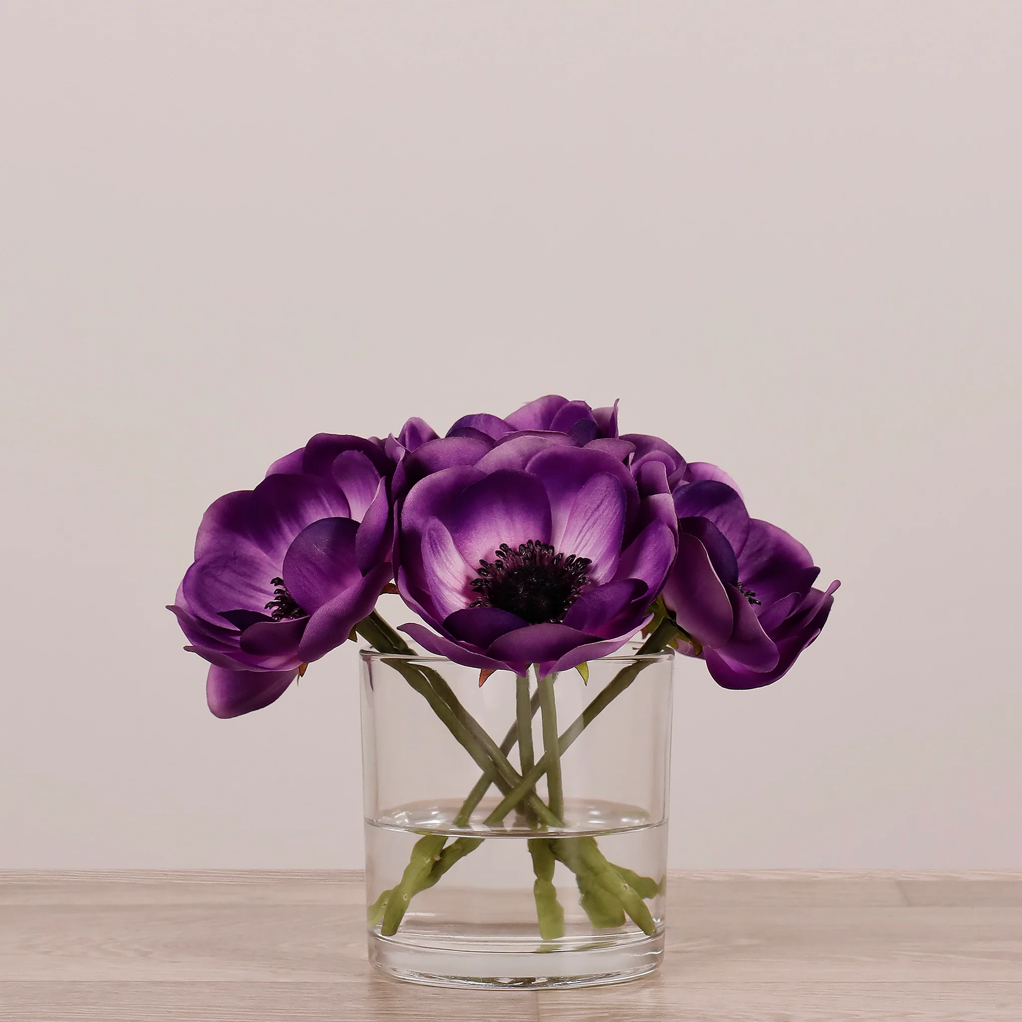 Artificial Anemone Arrangement in Glass Vase - Image 17