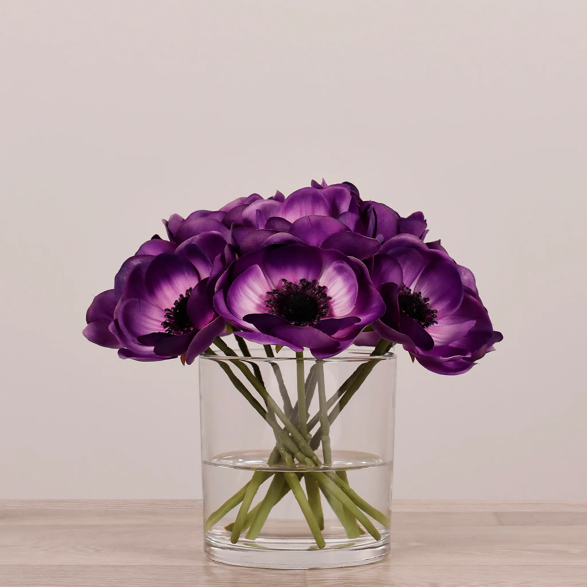 Artificial Anemone Arrangement in Glass Vase - Image 18