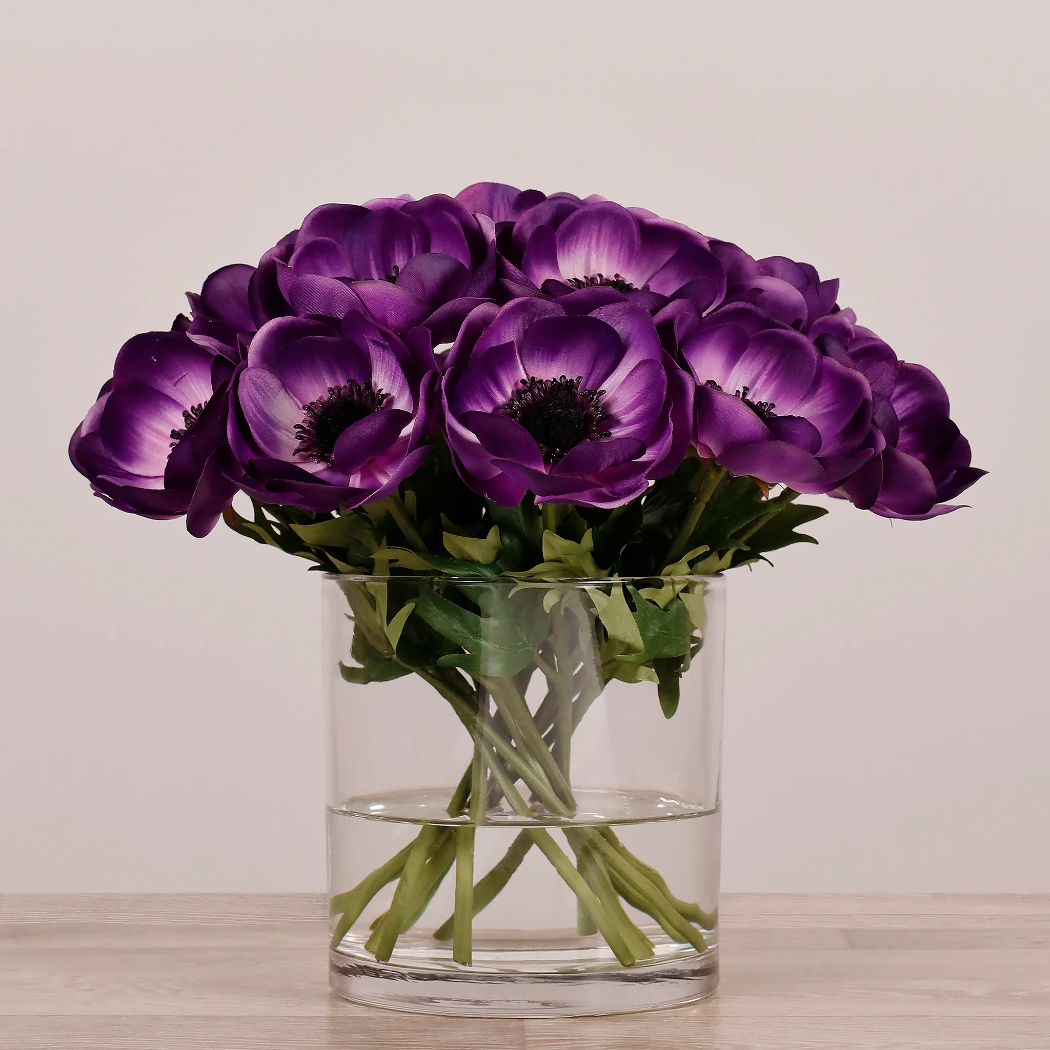 Artificial Anemone Arrangement in Glass Vase - Image 19