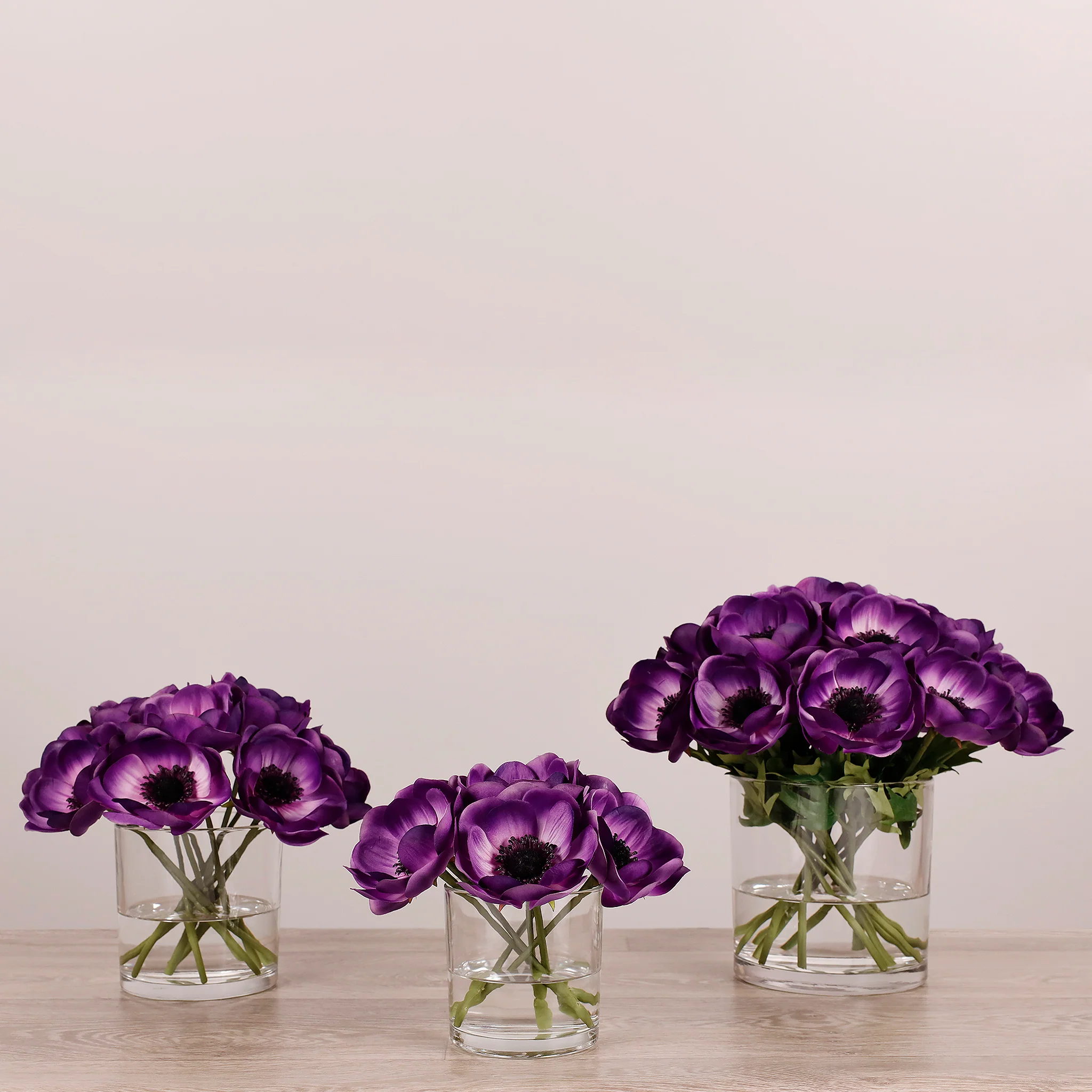 Artificial Anemone Arrangement in Glass Vase - Image 20