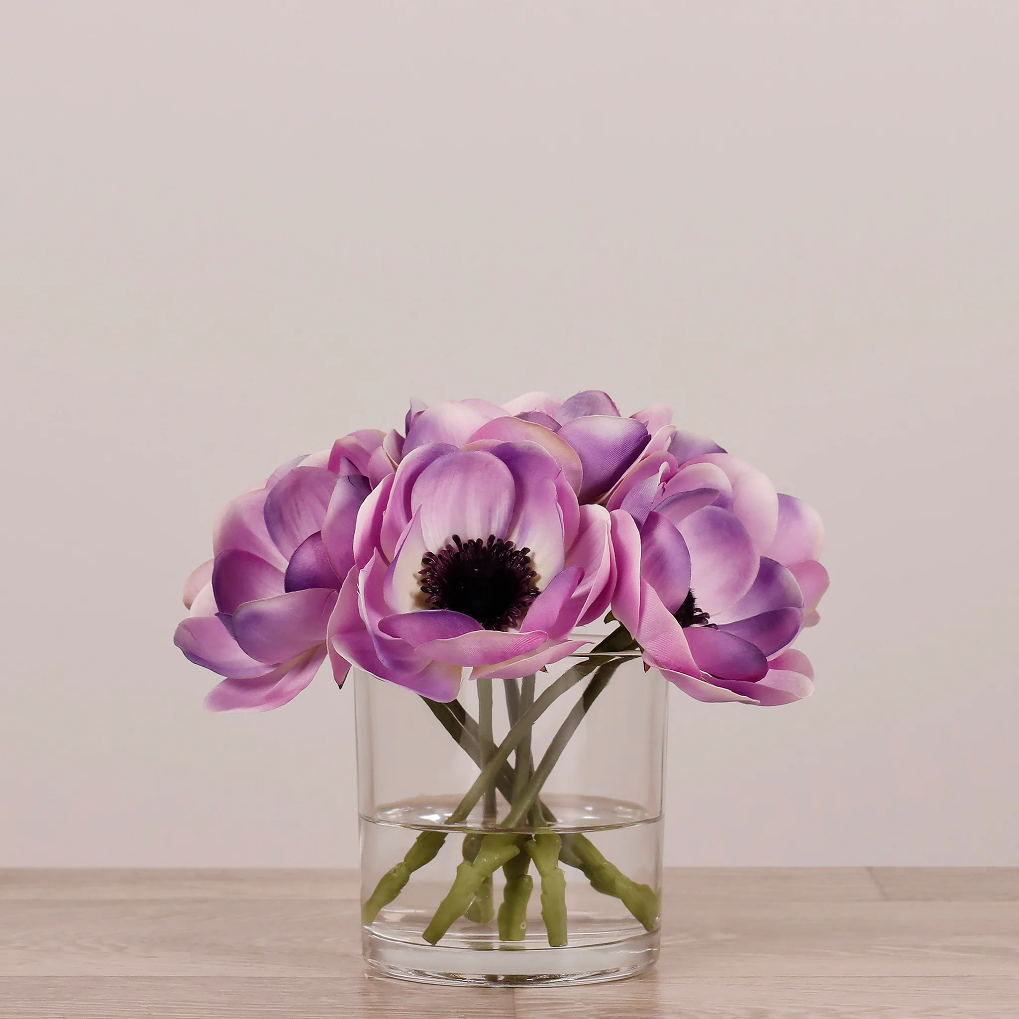 Artificial Anemone Arrangement in Glass Vase - Image 21