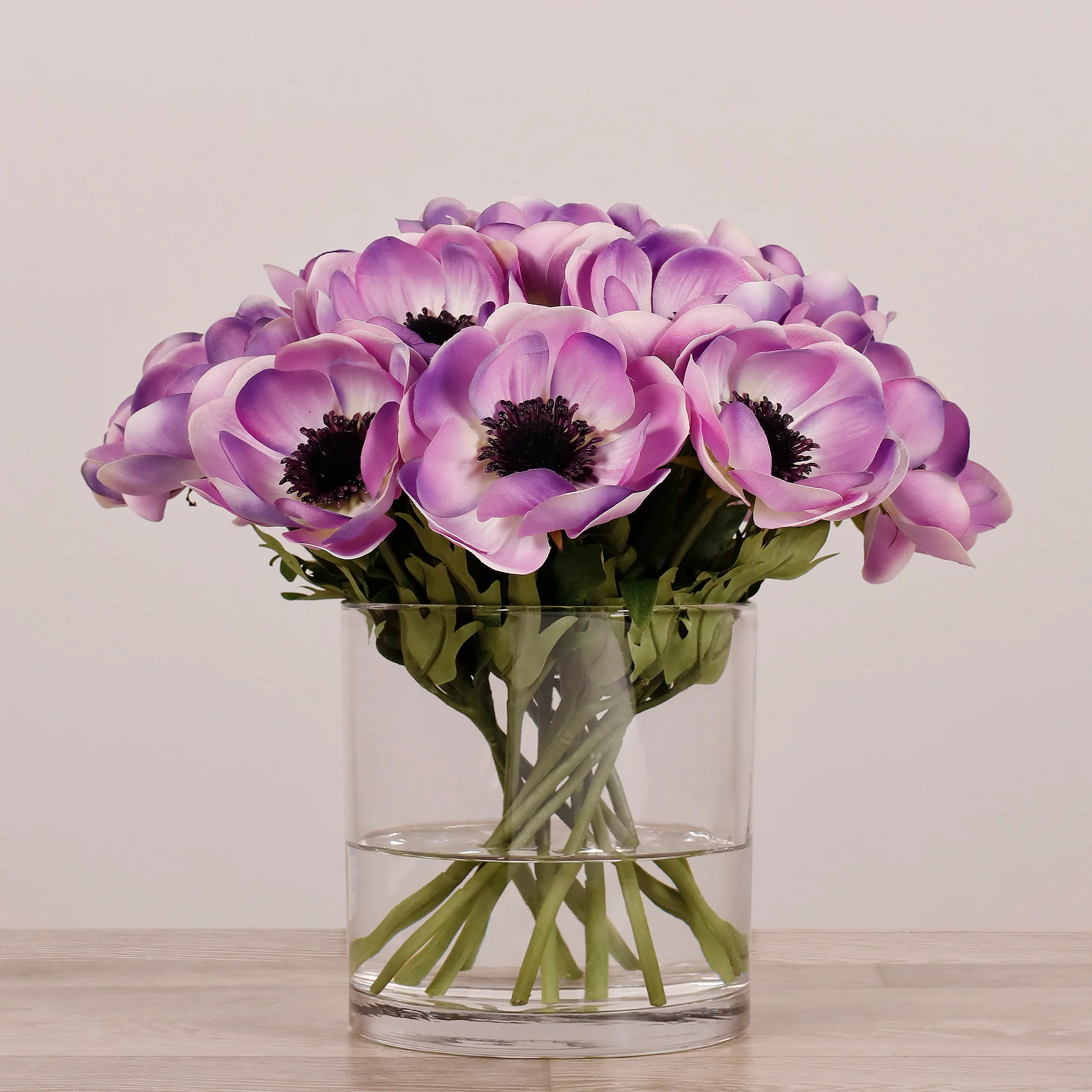 Artificial Anemone Arrangement in Glass Vase - Image 23