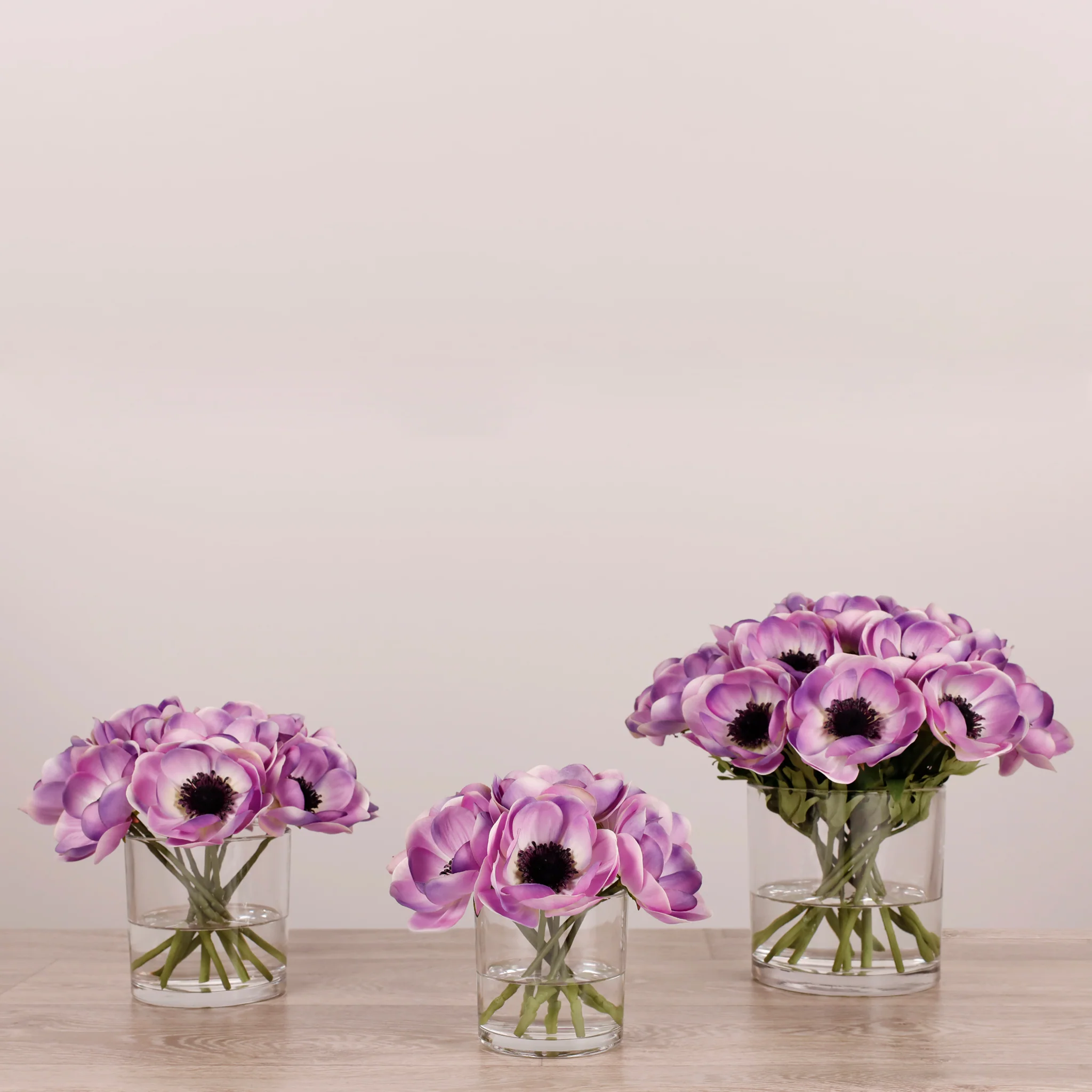 Artificial Anemone Arrangement in Glass Vase - Image 24