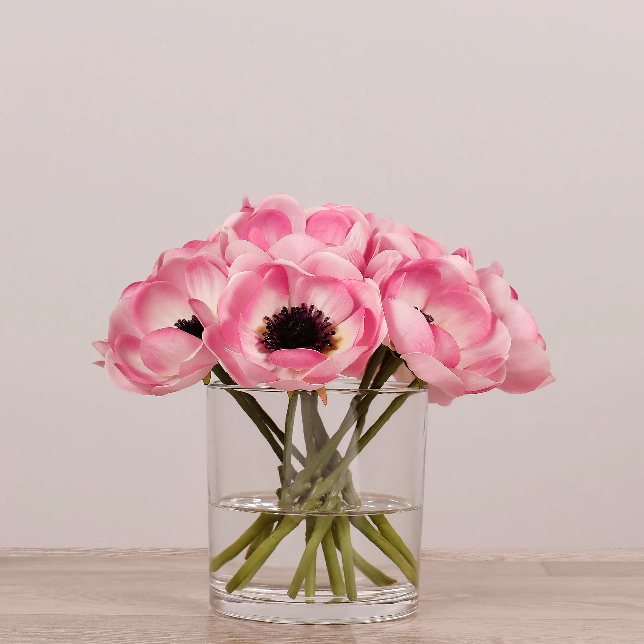 Artificial Anemone Arrangement in Glass Vase - Image 6