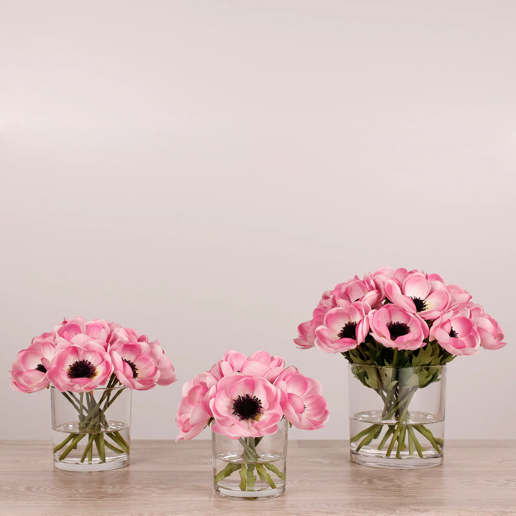 Artificial Anemone Arrangement in Glass Vase - Image 8