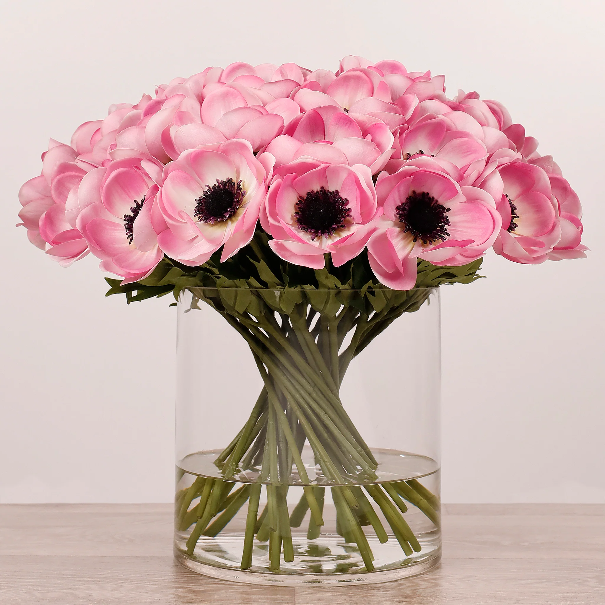 Artificial Anemone Arrangement in Glass Vase - Image 2