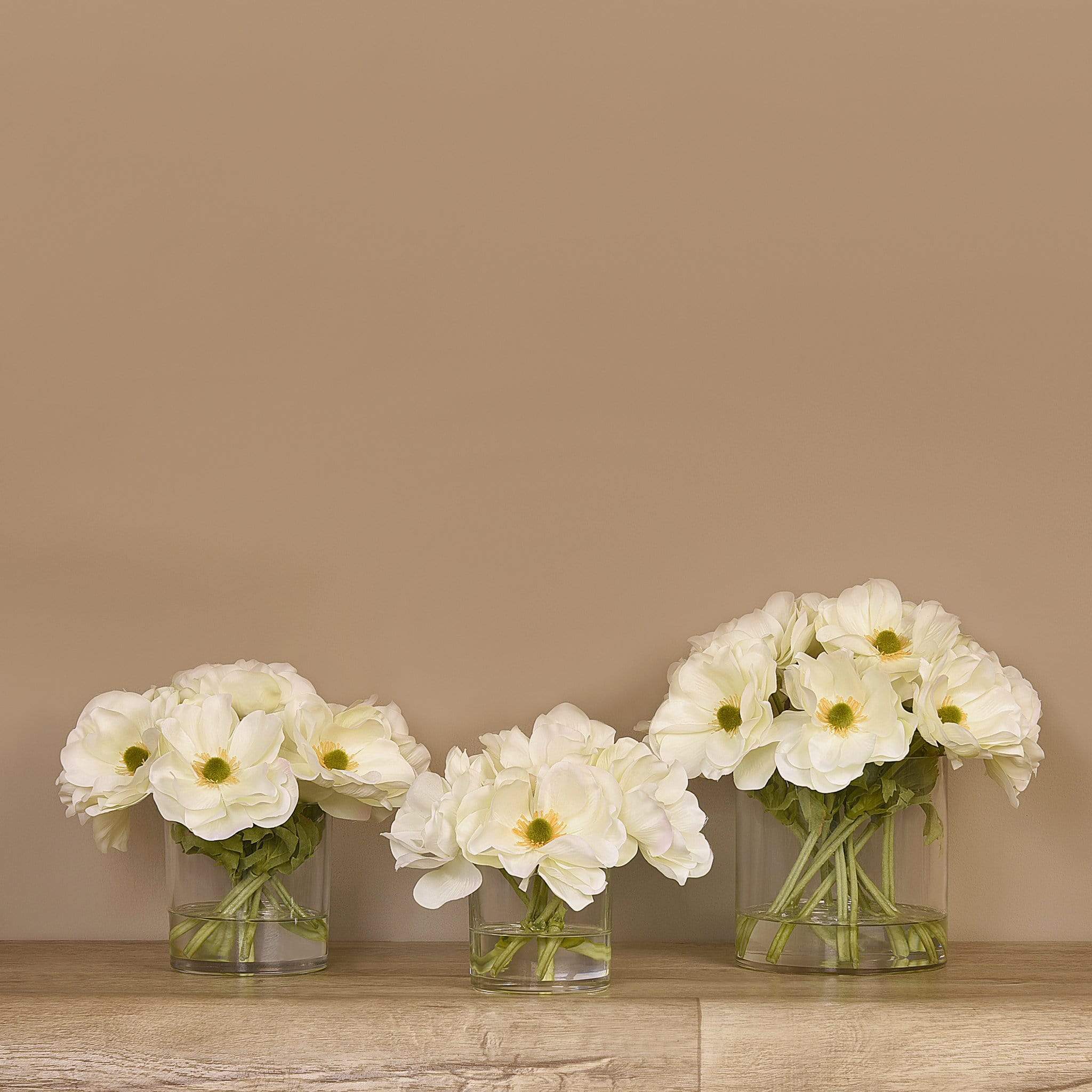 Artificial Anemone Arrangement in Glass Vase