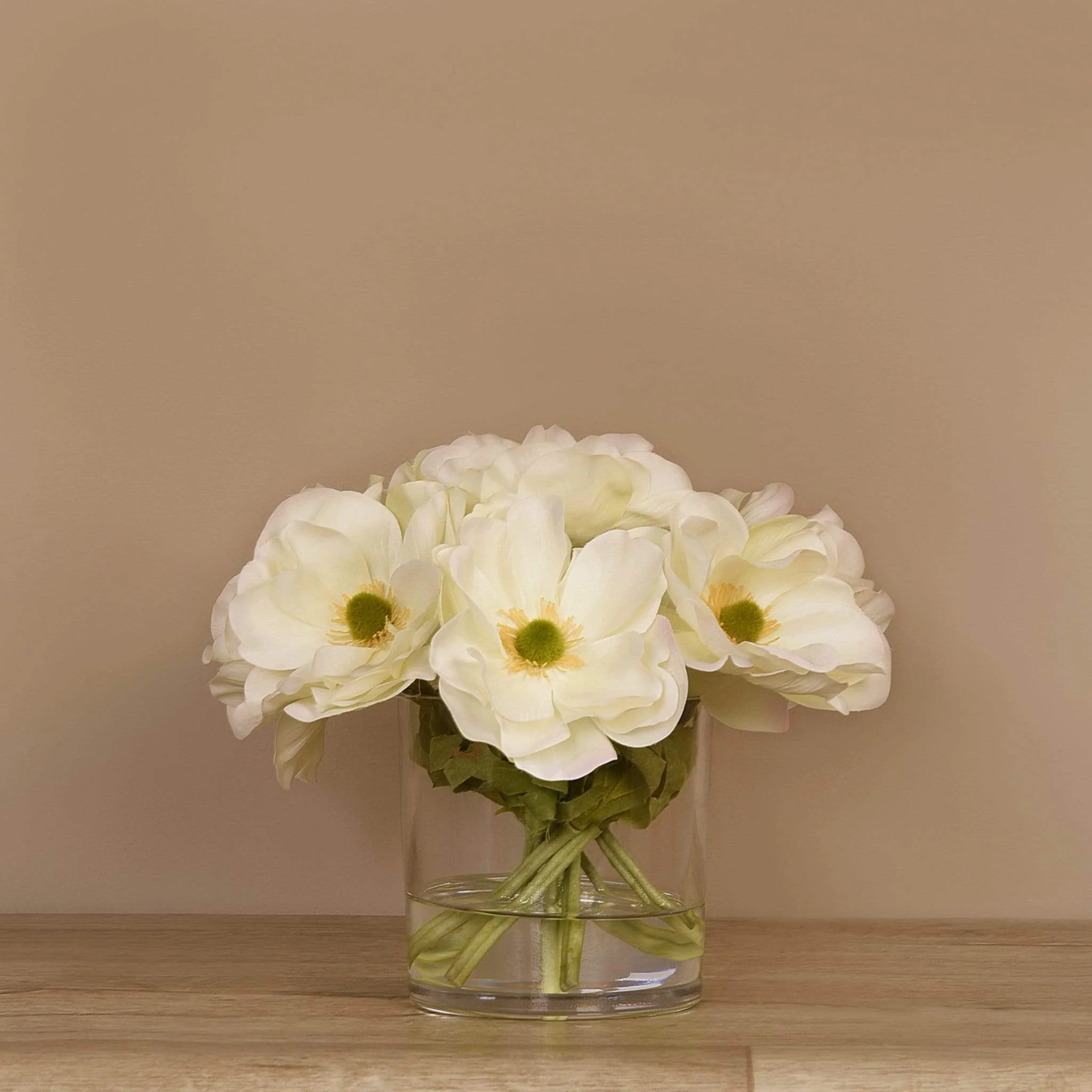 Artificial Anemone Arrangement in Glass Vase - Image 3