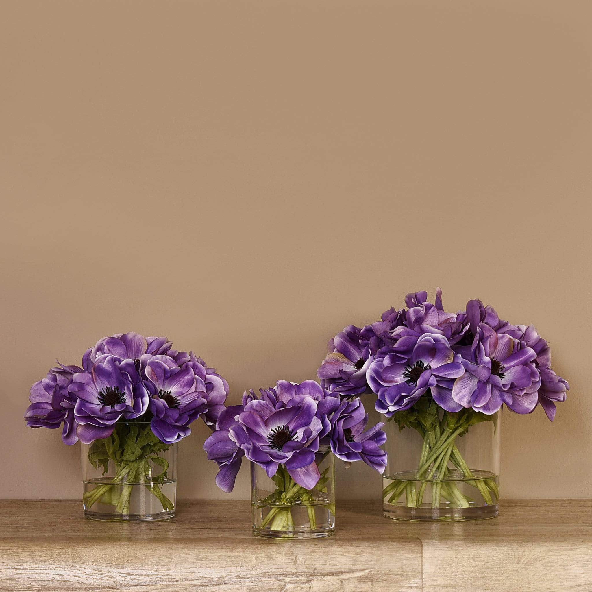 Artificial Anemone Arrangement in Glass Vase - Image 5