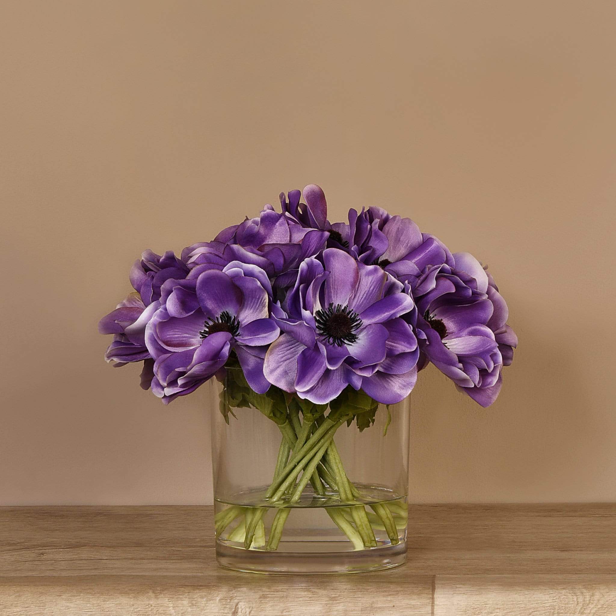 Artificial Anemone Arrangement in Glass Vase - Image 8