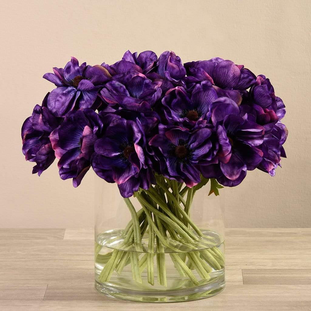 Artificial Anemone in Glass Vase - Image 3