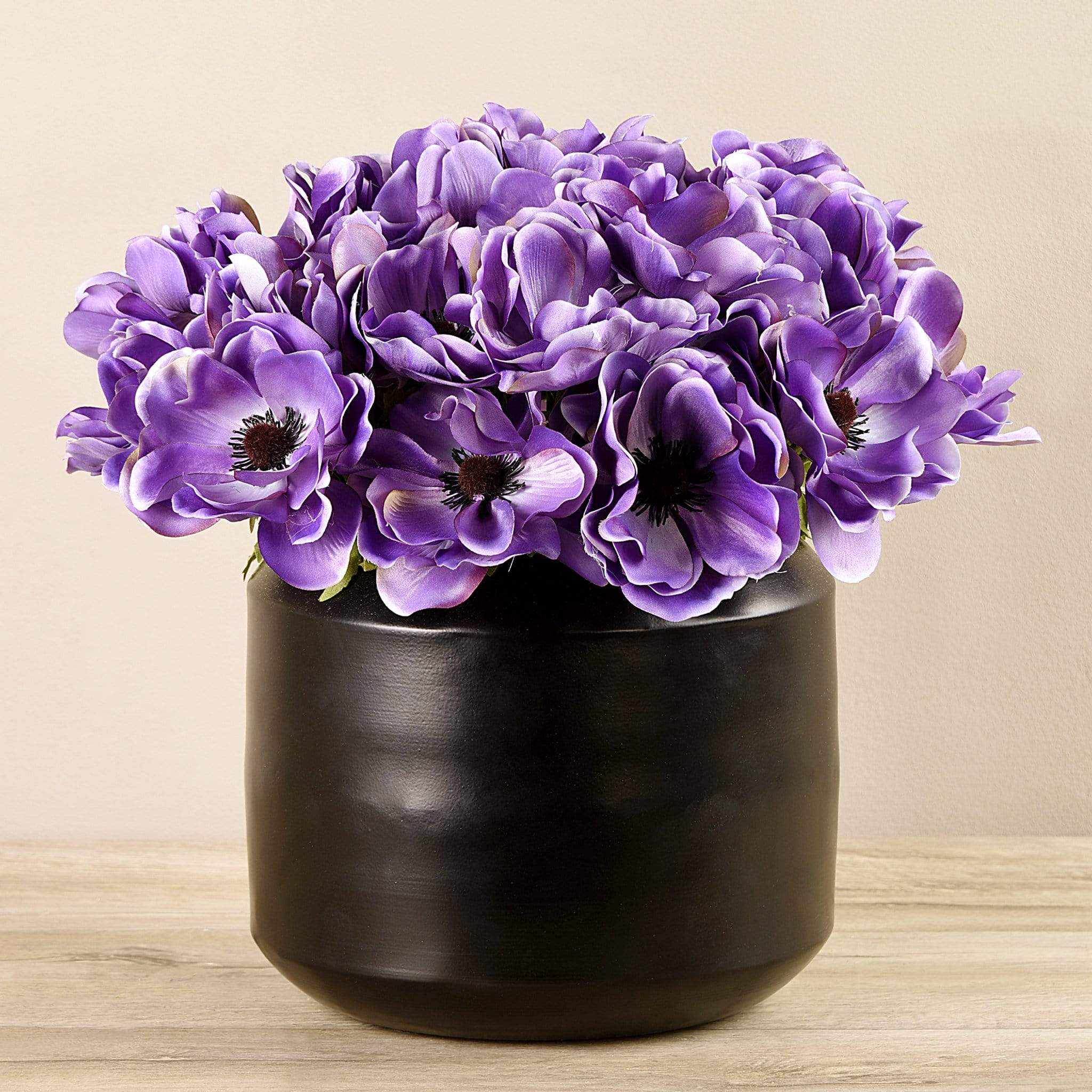 Artificial Anemone in Black Vase - Image 2