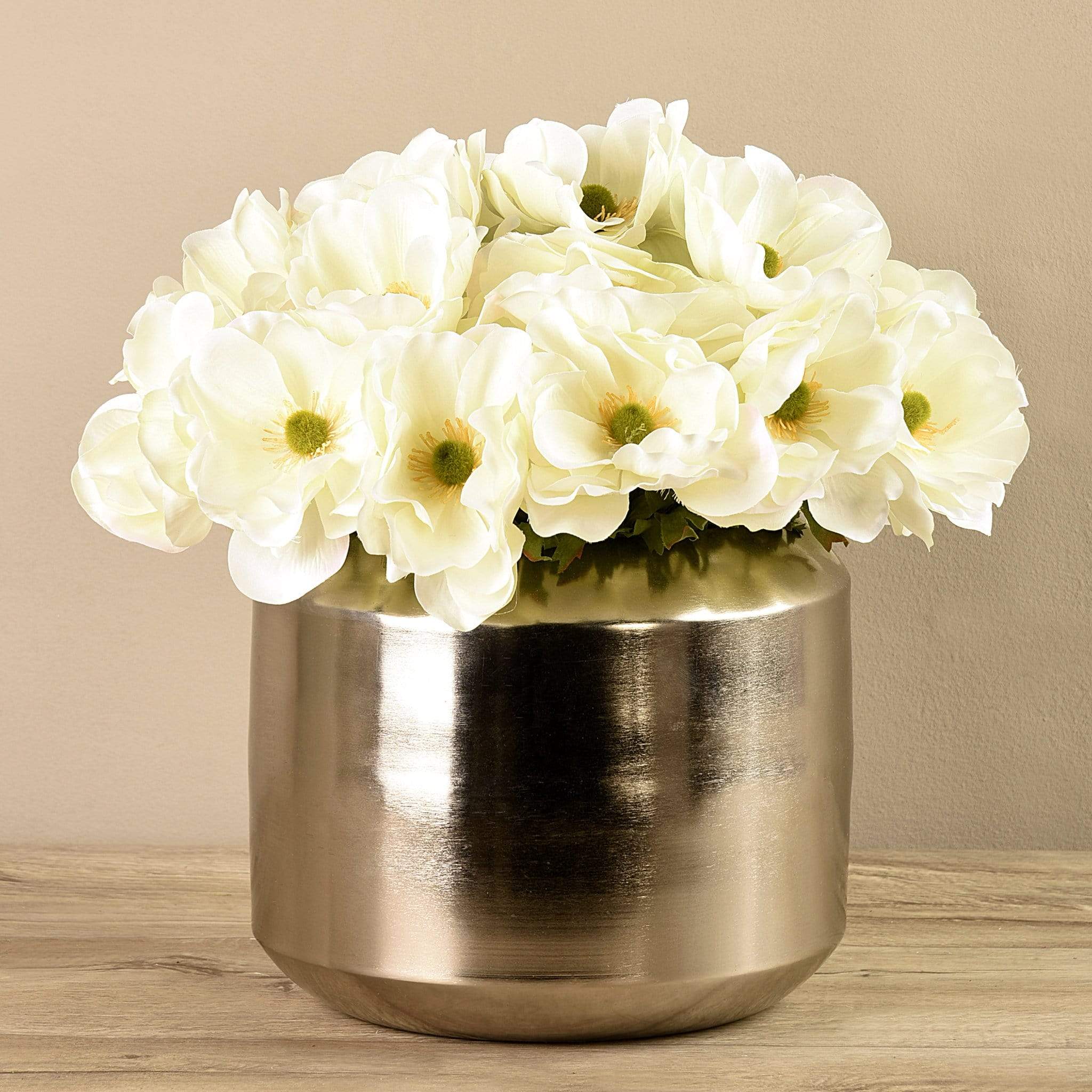 Artificial Anemone in Silver Vase