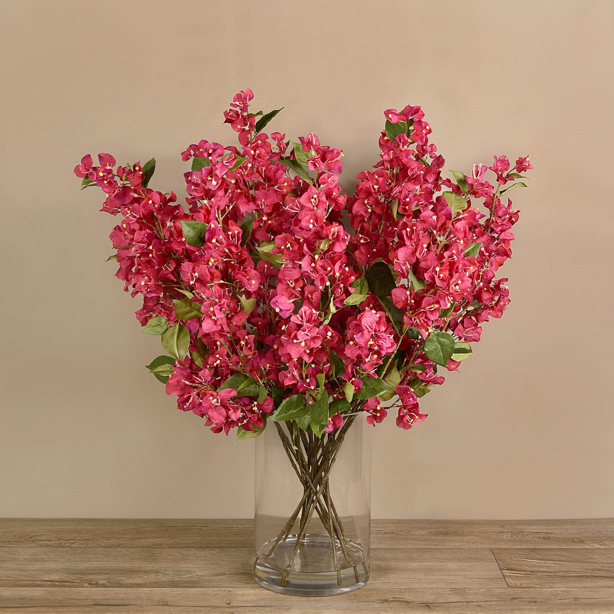 Artificial Bougainvillea in Glass Vase - Image 2