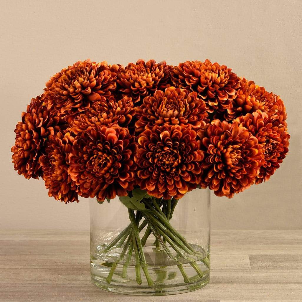 Artificial Chrysanthemum in Glass Vase - Image 3