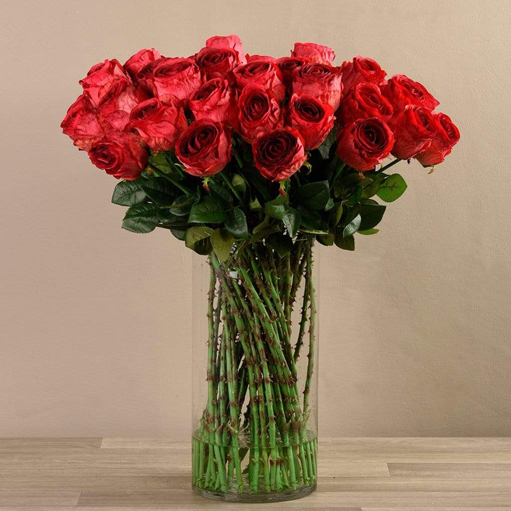 Artificial Rose Arrangement in Glass Vase - Image 5