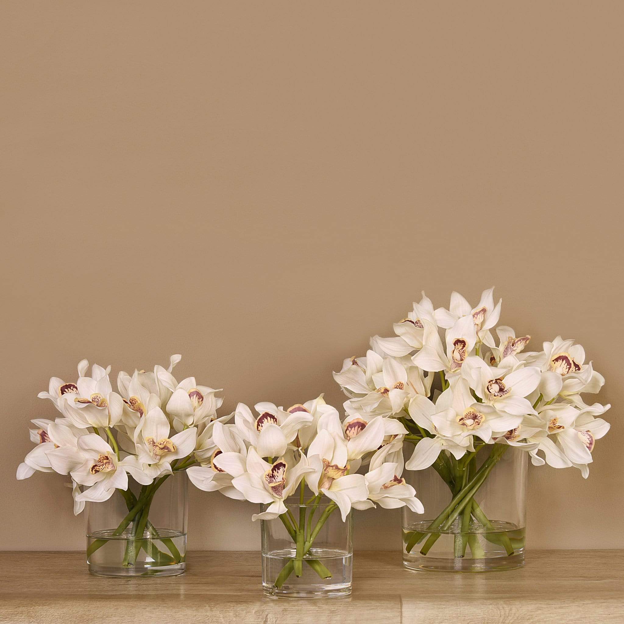 Artificial Cymbidium in Glass Vase