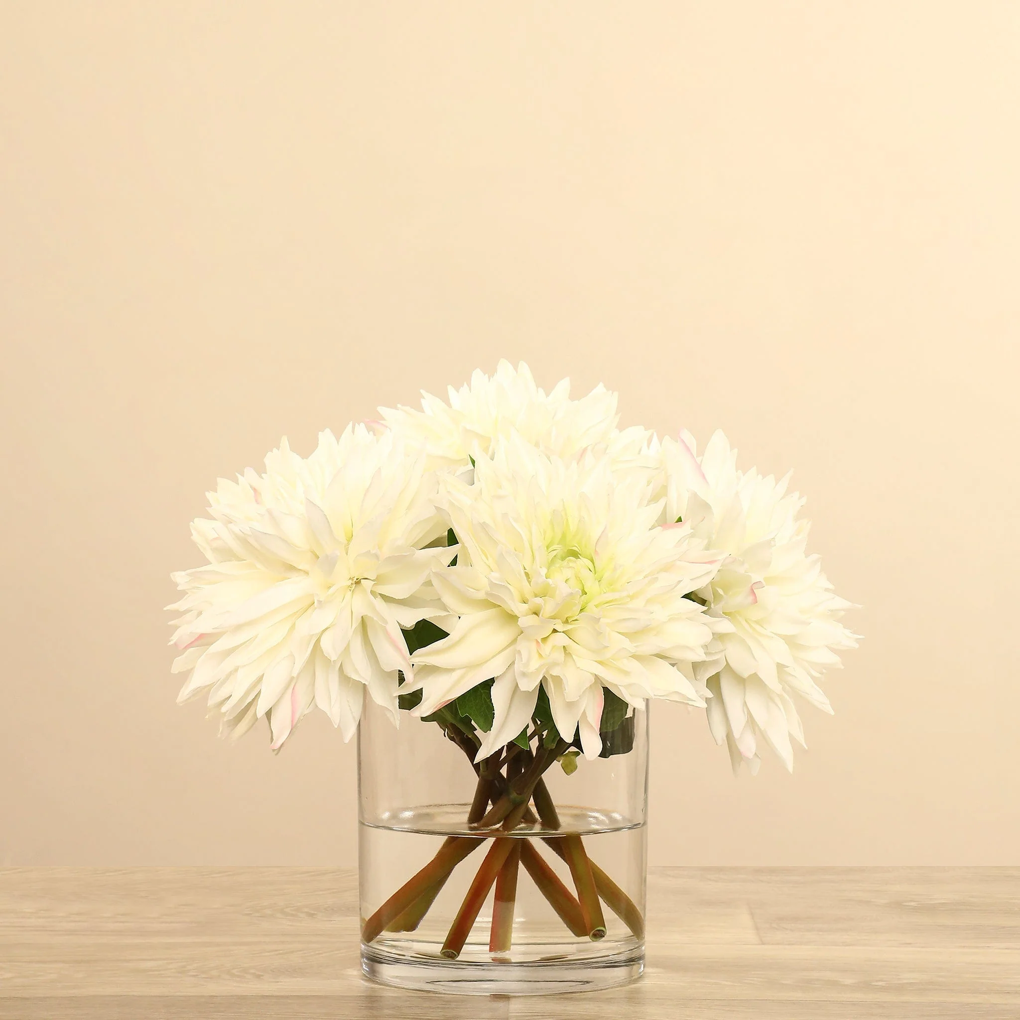Artificial Dahlia Arrangement in Glass Vase - Image 3