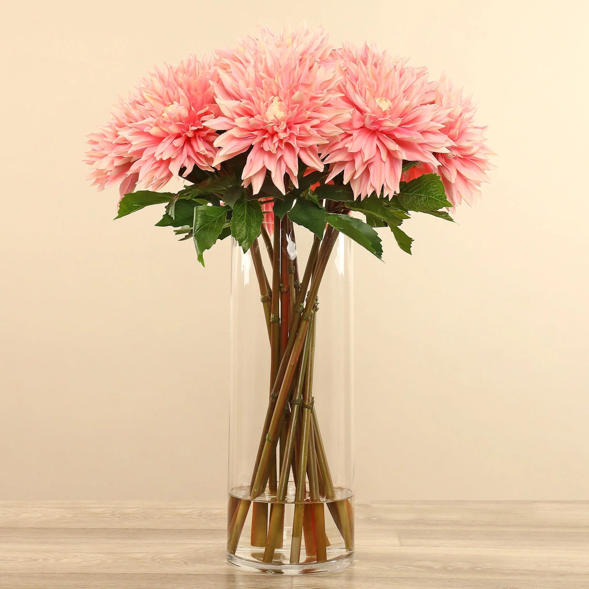 Artificial Dahlia Arrangement in Glass Vase - Image 2
