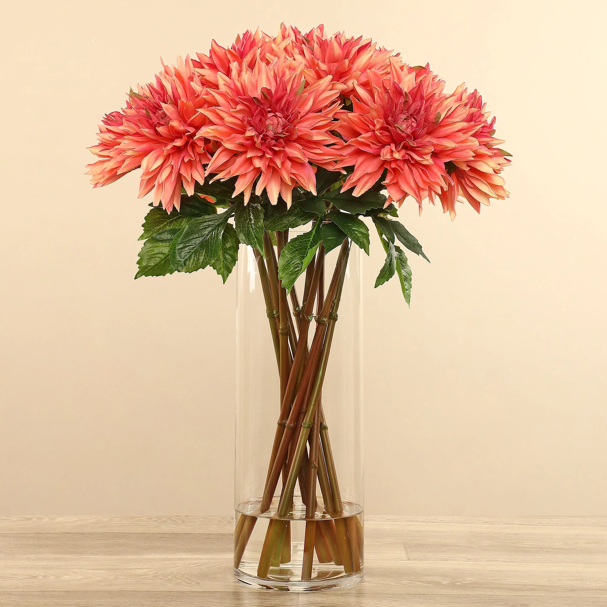 Artificial Dahlia Arrangement in Glass Vase - Image 4