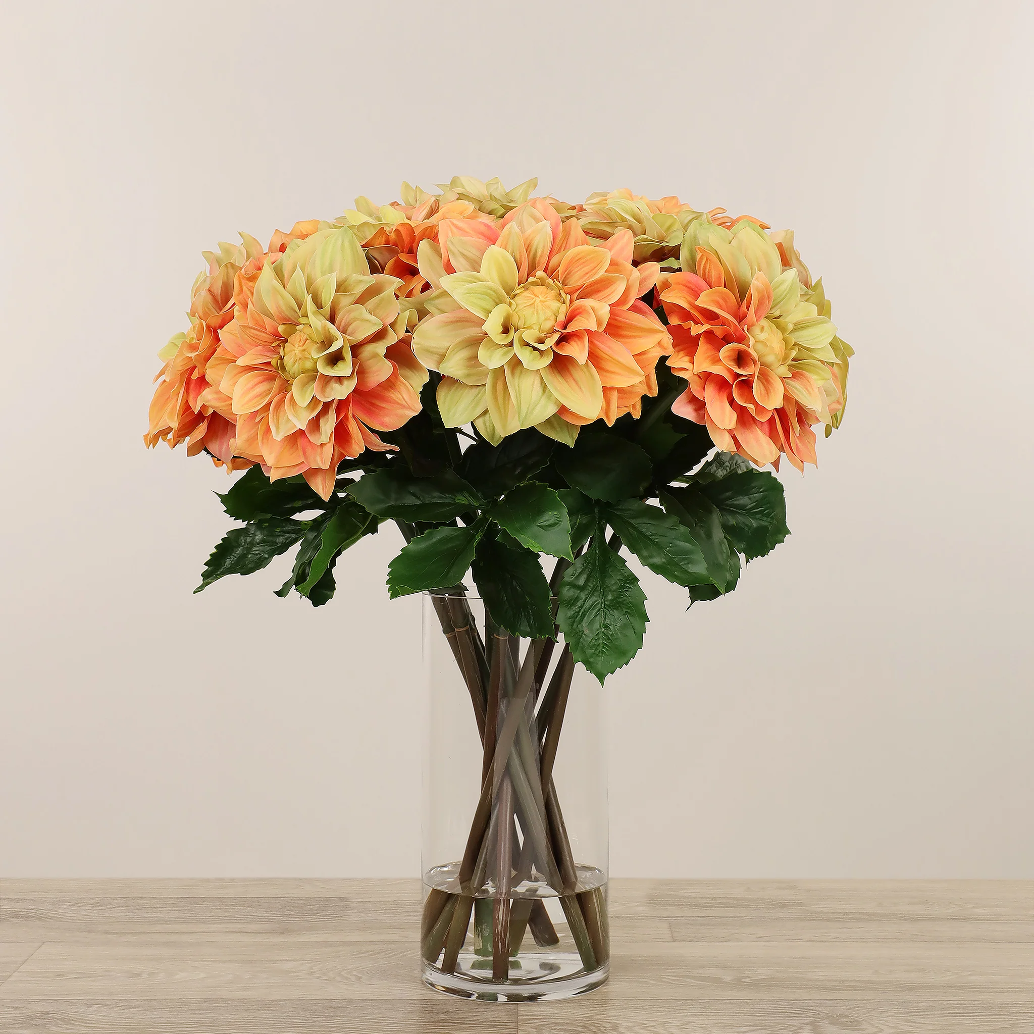 Artificial Dahlia Arrangement in Glass Vase - Image 3