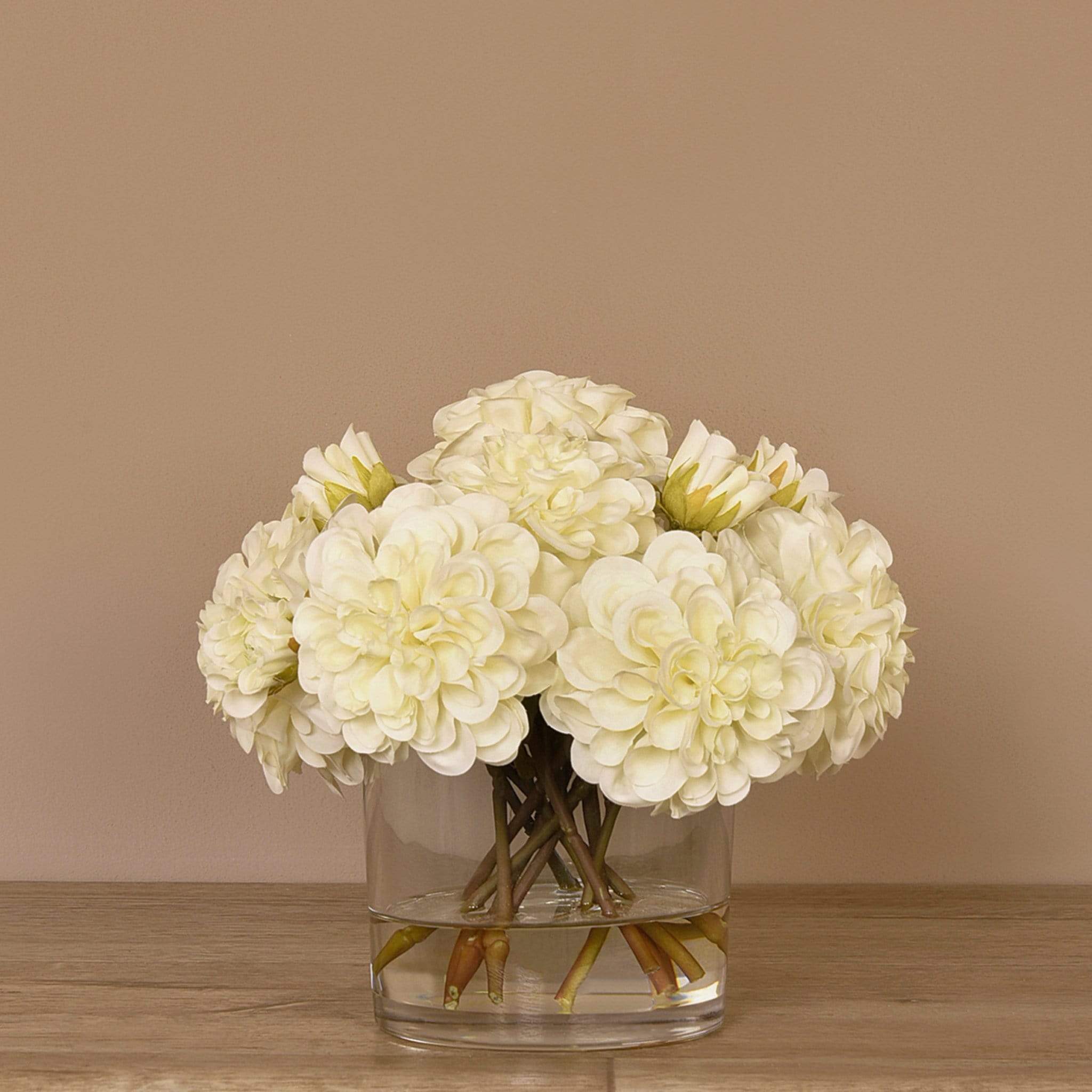 Artificial Dahlia Arrangement in Glass Vase - Image 3