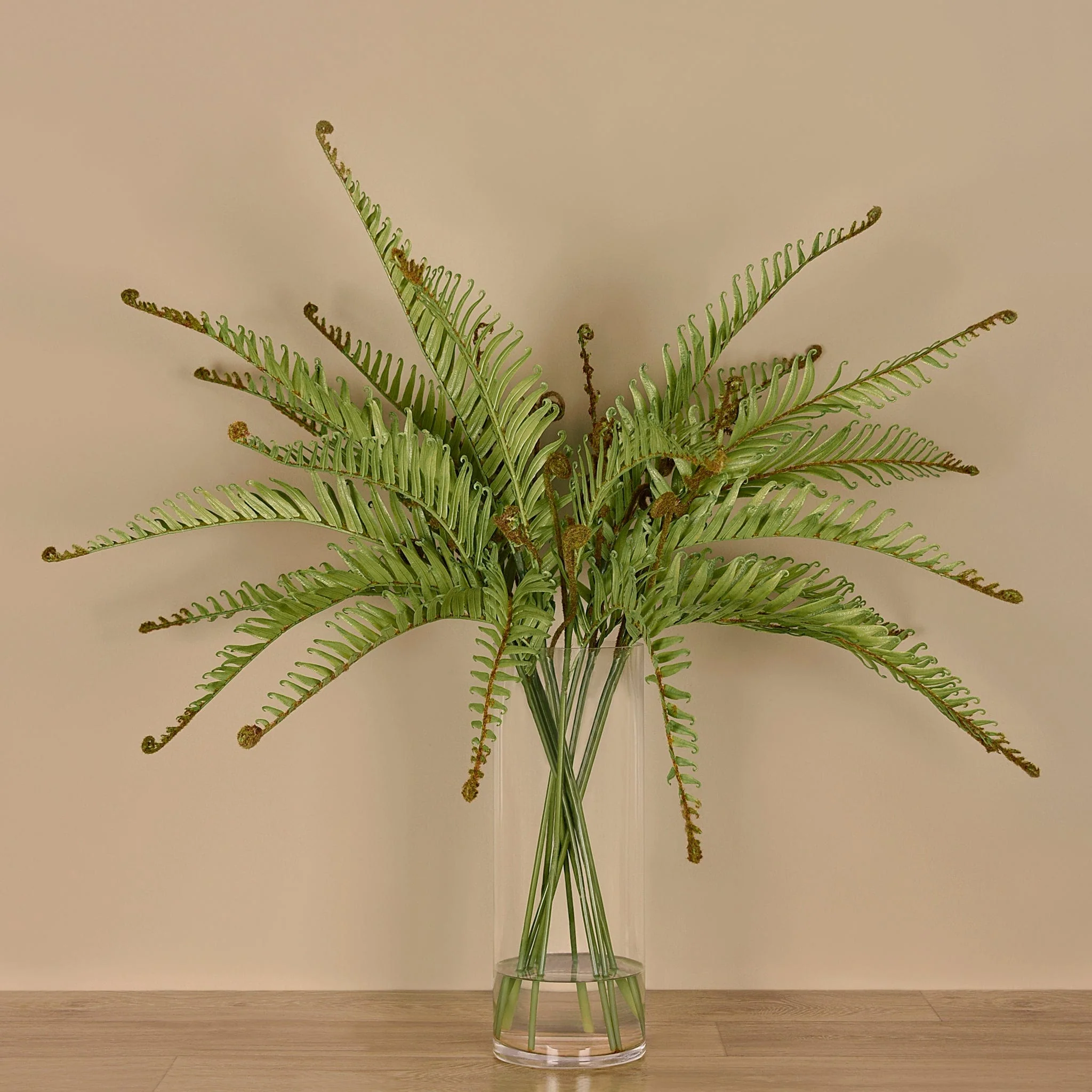 Artificial Fern Arrangement in Glass Vase