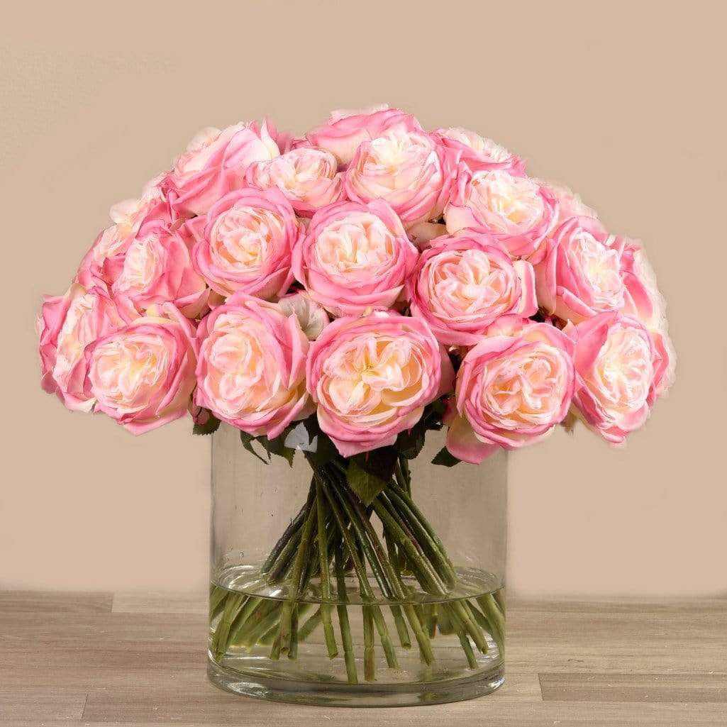Artificial Rose Arrangement in Glass Vase - Image 2