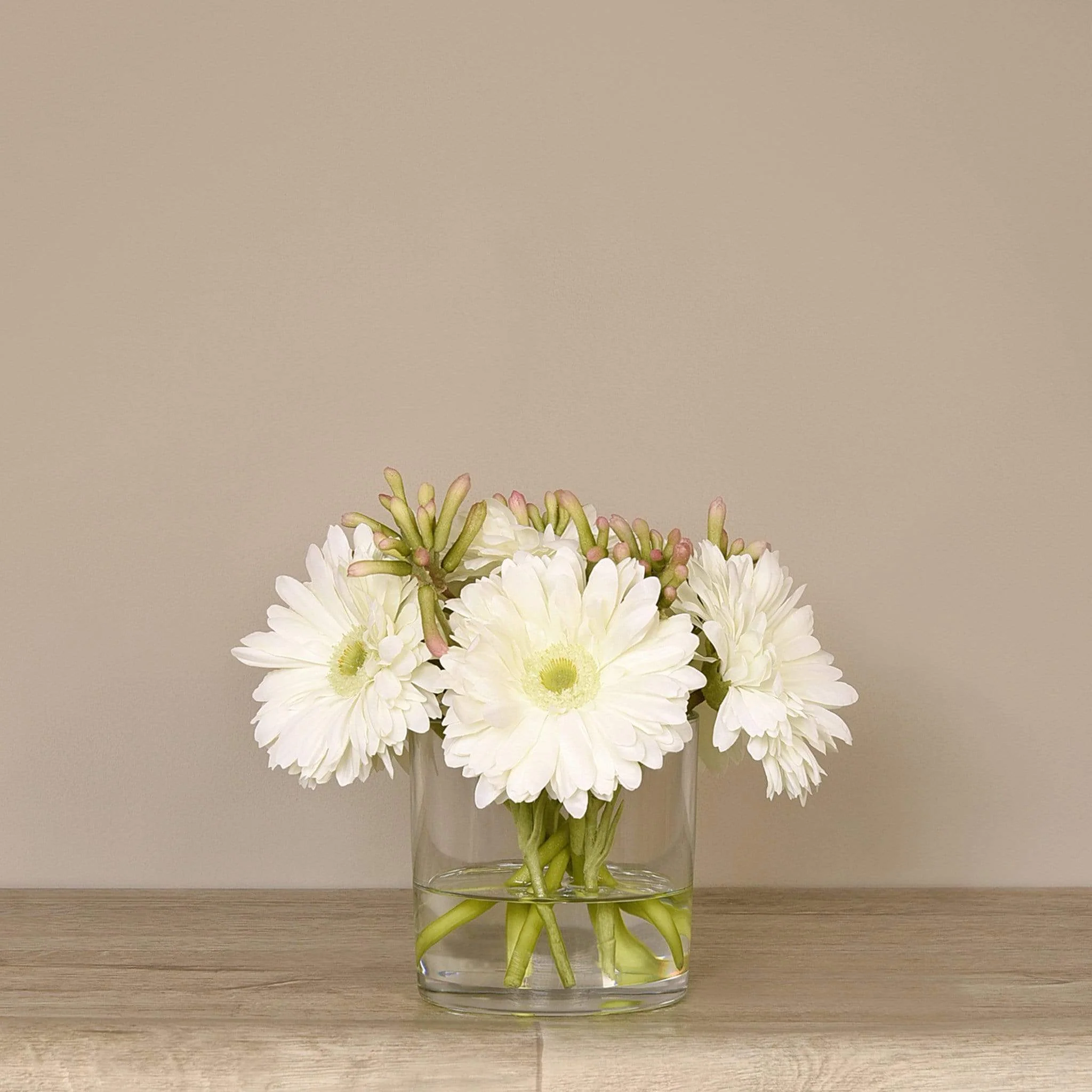 Artificial Gerbera Arrangement in Glass Vase - Image 3