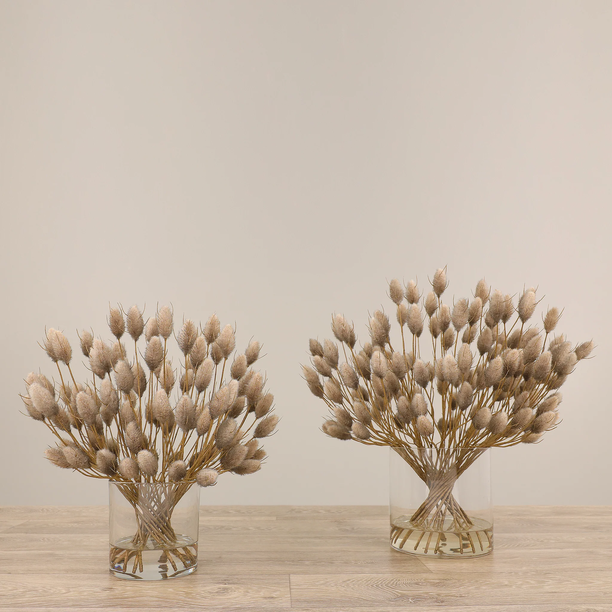 Artificial Hare Tail Arrangement in Glass Vase - Image 4
