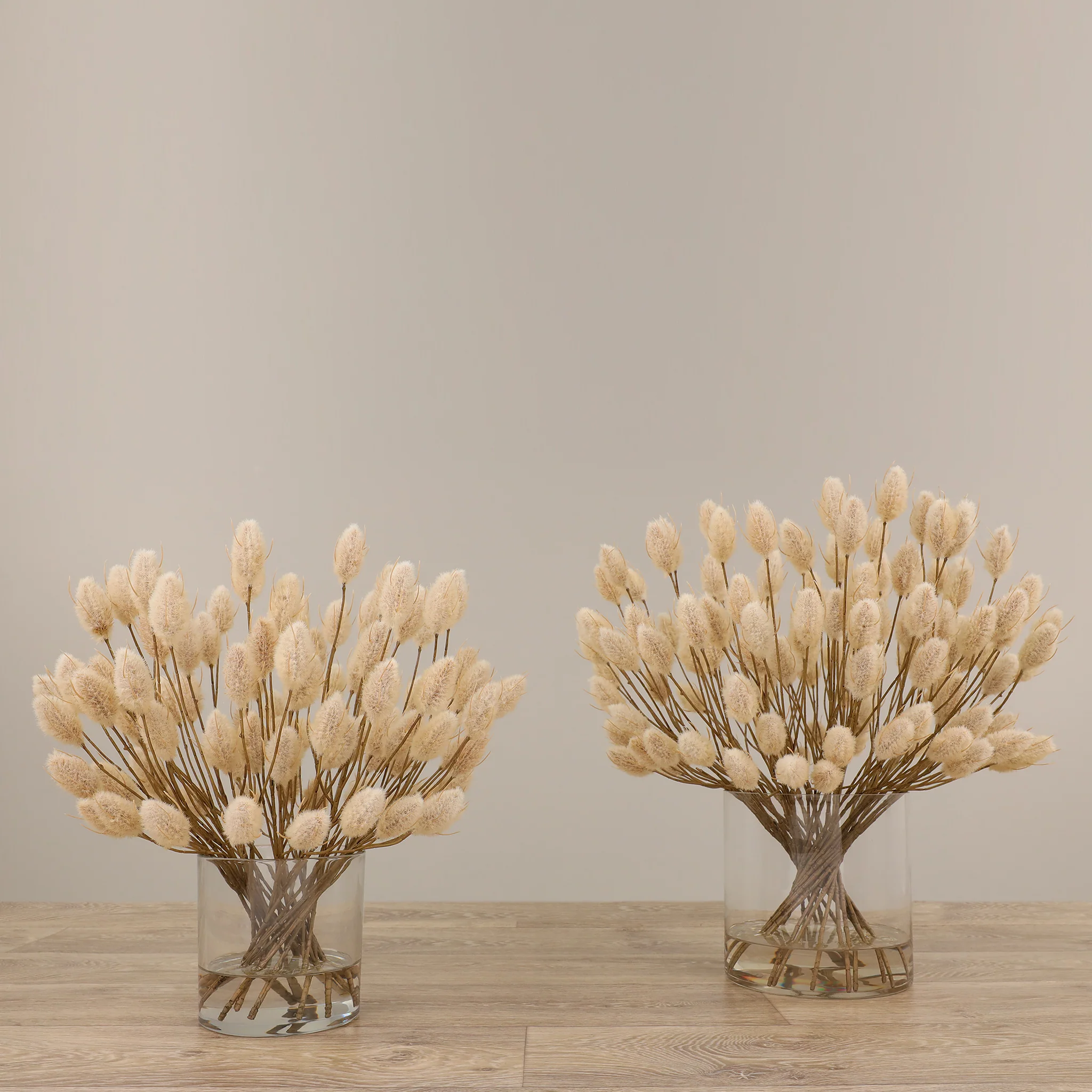 Artificial Hare Tail Arrangement in Glass Vase - Image 7