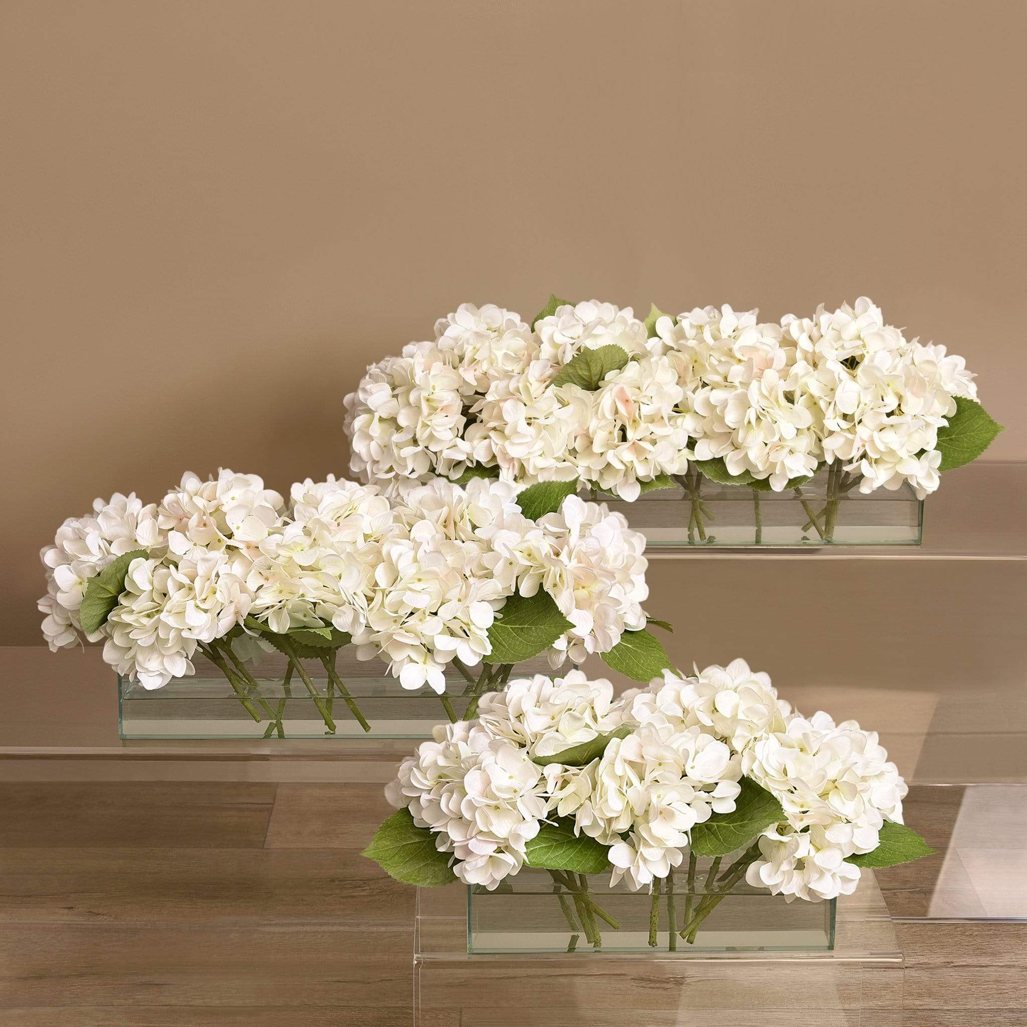 Artificial Hydrangea Arrangement in Glass Vase