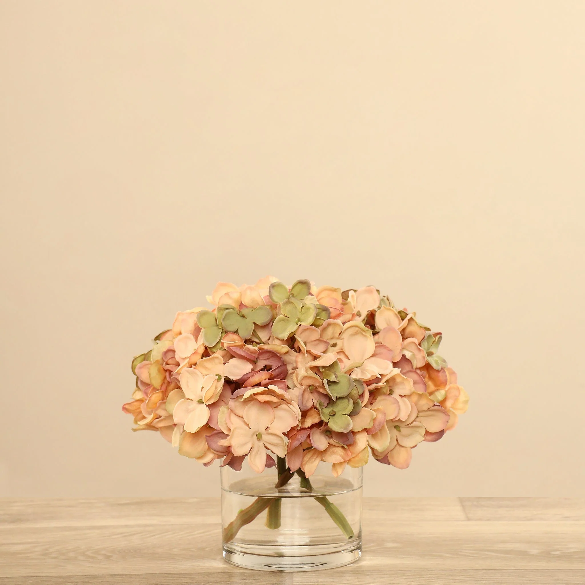 Artificial Hydrangea Arrangement in Glass Vase - Image 9