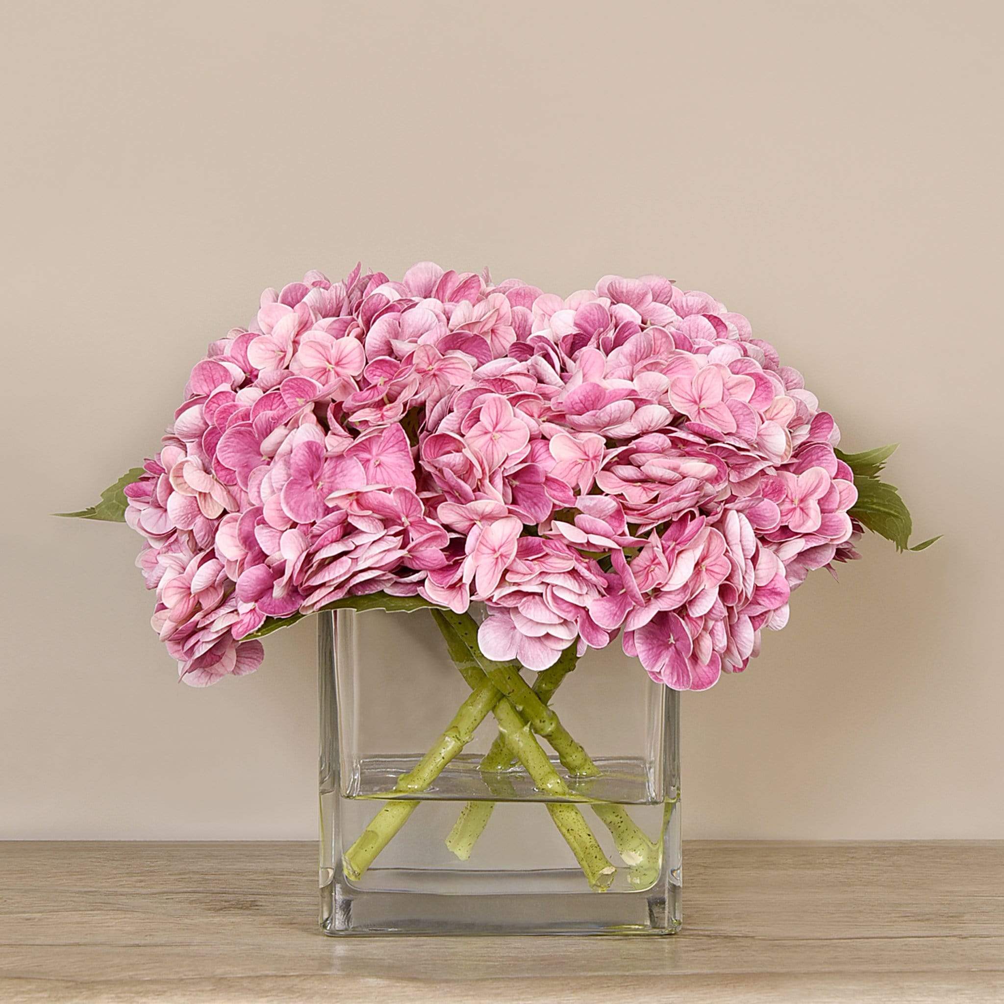 Artificial Hydrangea Arrangement in Glass Vase - Image 11