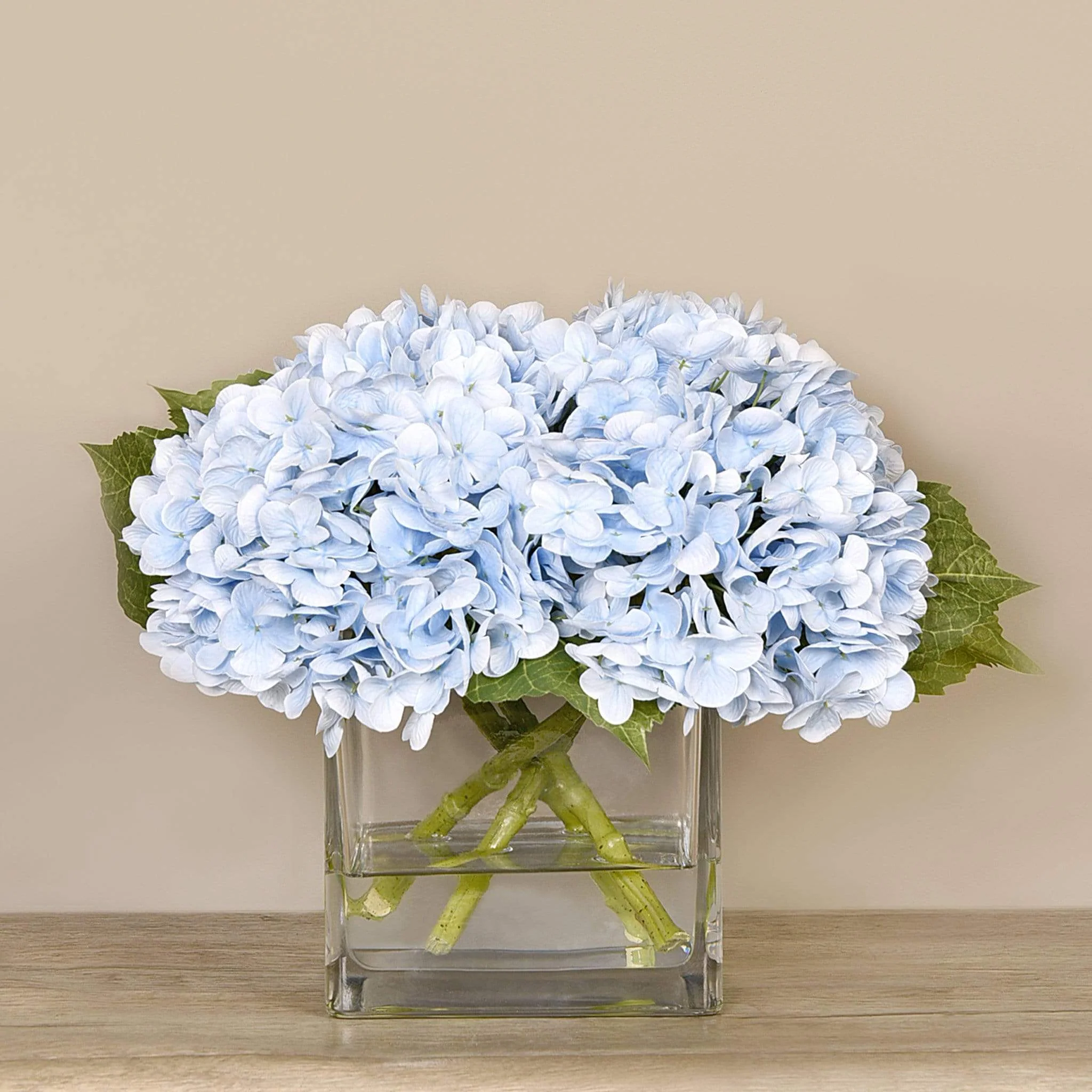 Artificial Hydrangea Arrangement in Glass Vase - Image 19