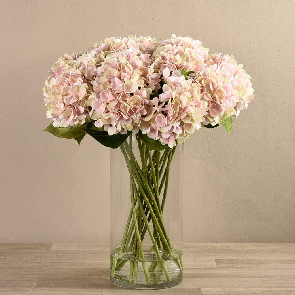 Artificial Hydrangea Arrangement in Glass Vase - Image 2