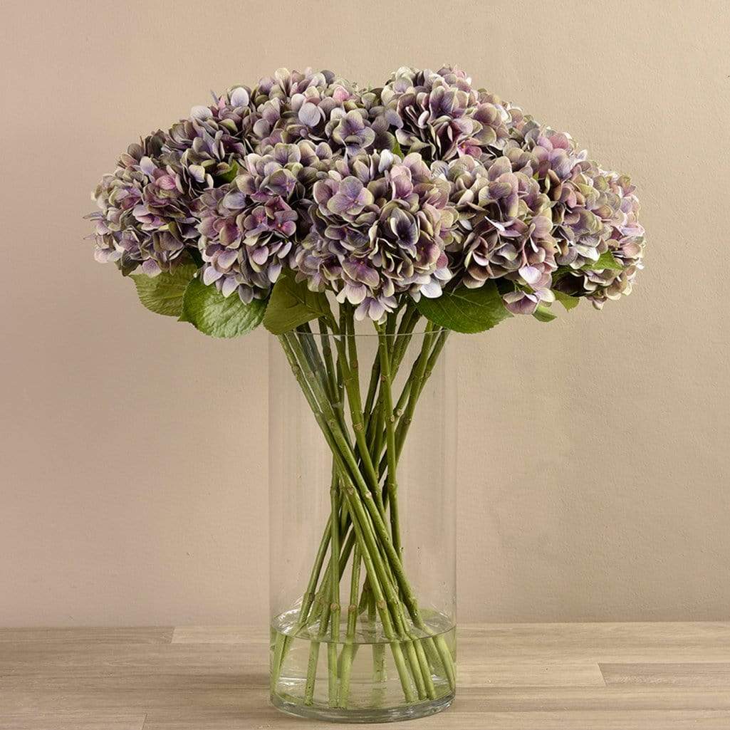 Artificial Hydrangea Arrangement in Glass Vase - Image 3