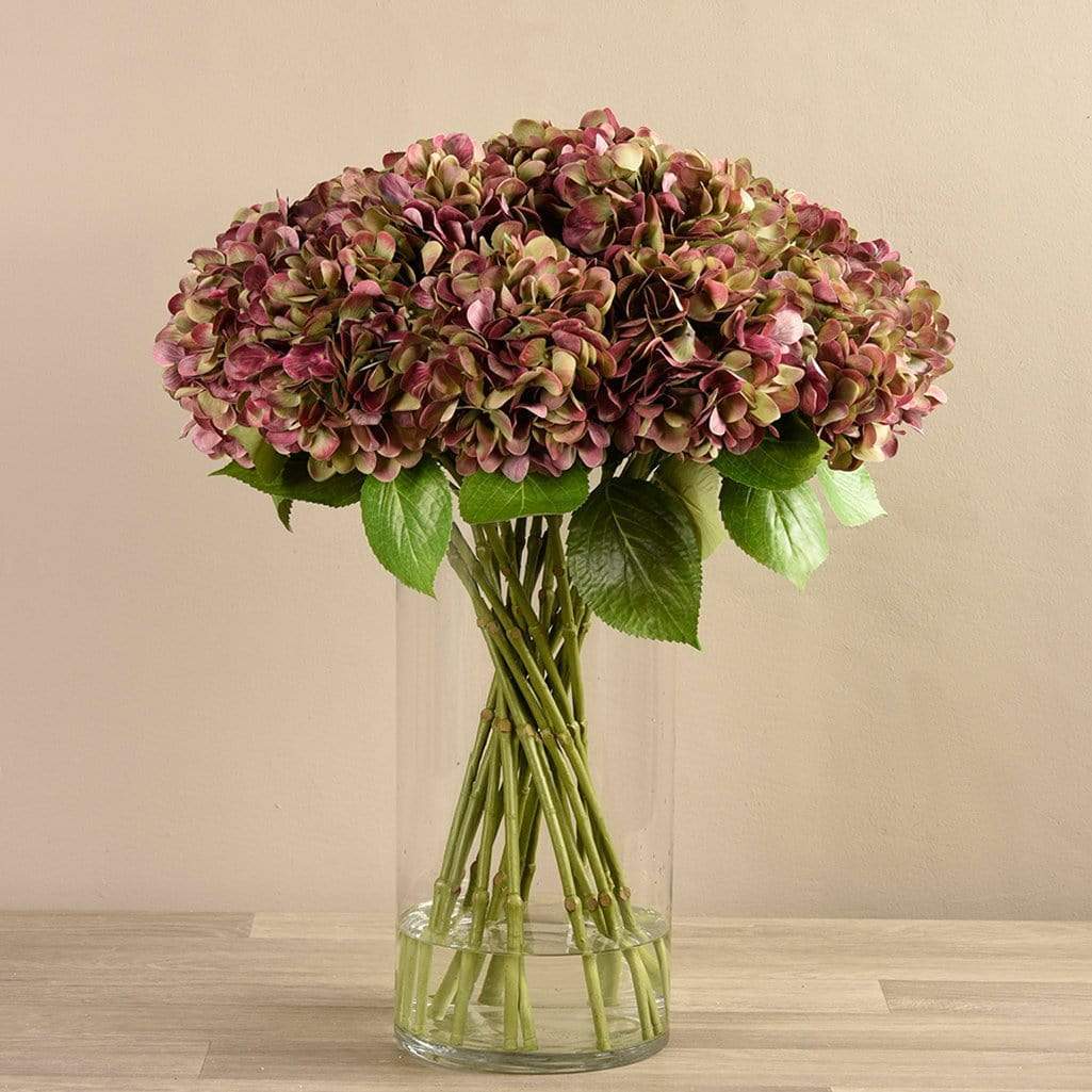 Artificial Hydrangea Arrangement in Glass Vase - Image 4